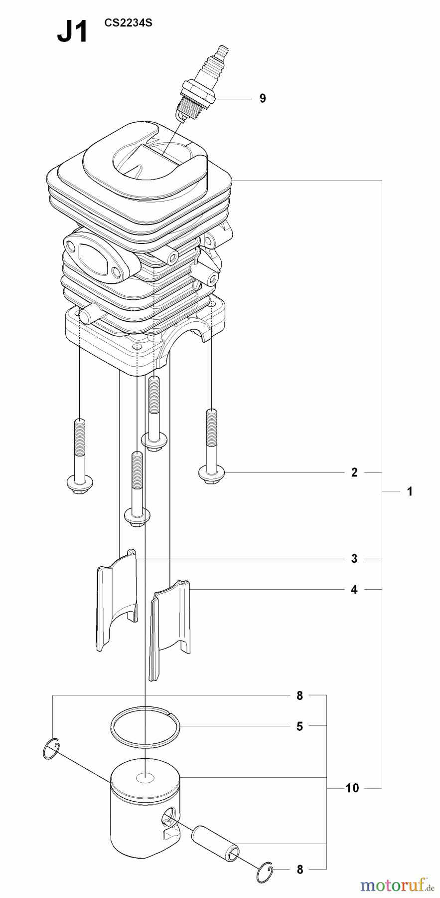 Jonsered Motorsägen CS2234 S - Jonsered Chainsaw (2009-01) CYLINDER PISTON