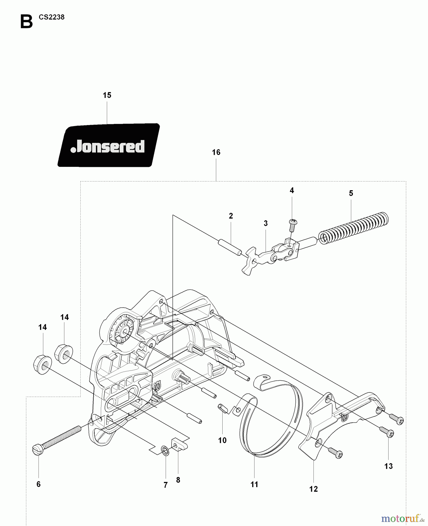  Jonsered Motorsägen CS2238 - Jonsered Chainsaw (2009-01) CHAIN BRAKE