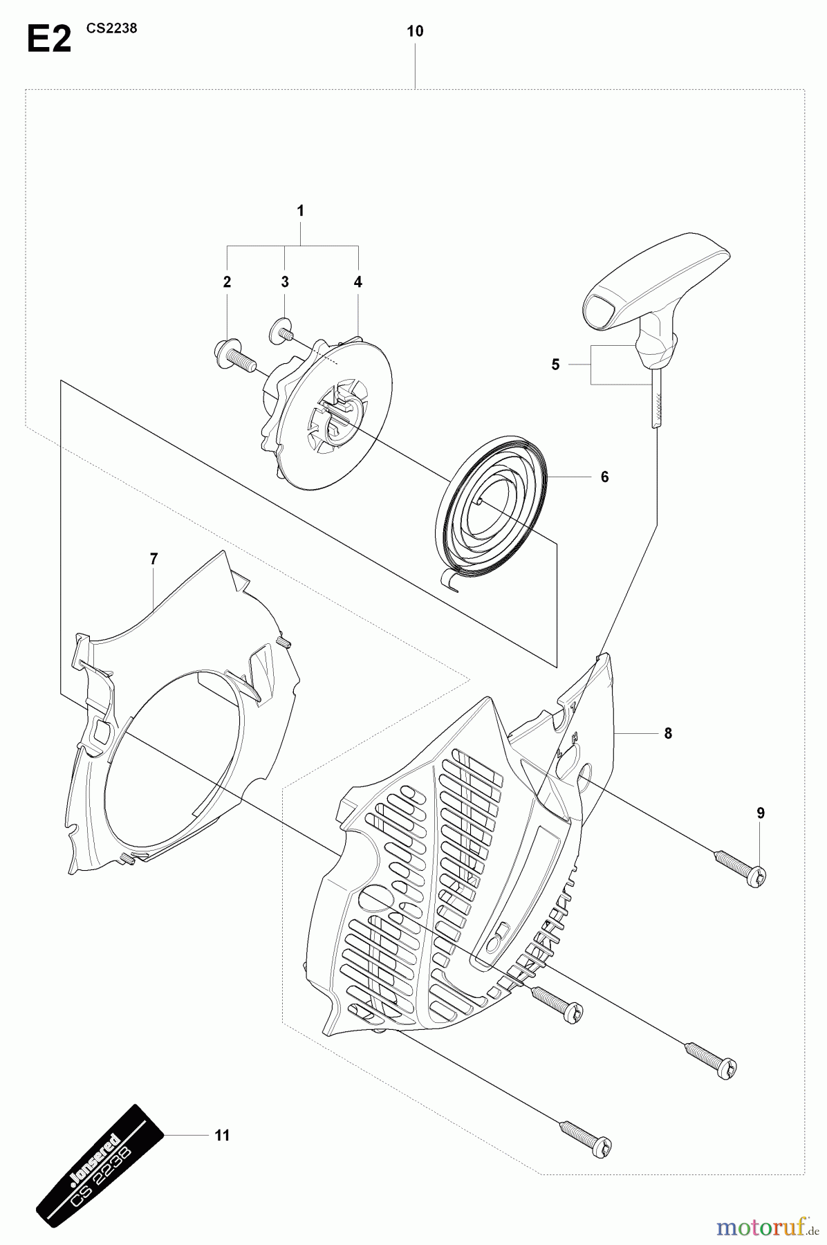 Jonsered Motorsägen CS2238 - Jonsered Chainsaw (2009-01) STARTER