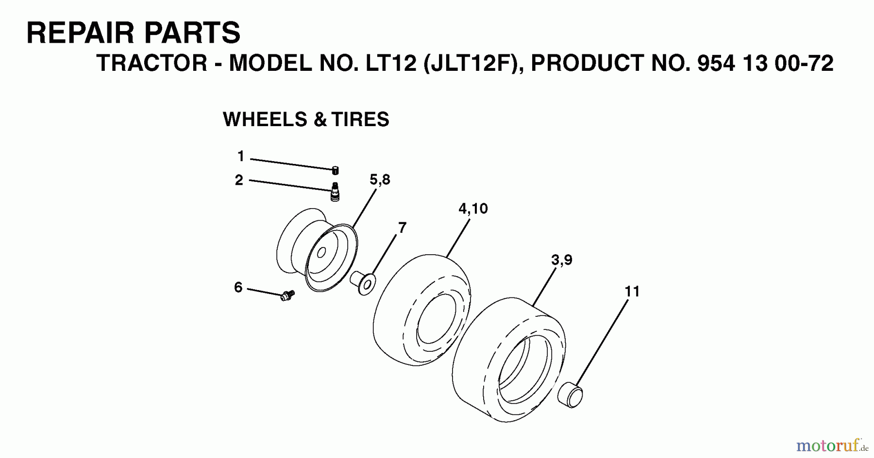 Jonsered Rasen und Garten Traktoren LT12 (JLT12F, 954130072) - Jonsered Lawn & Garden Tractor (2003-01) WHEELS TIRES