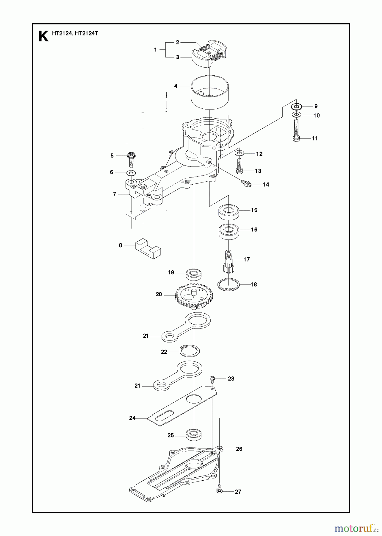 Jonsered Heckenscheren HT2124 - Jonsered Hedge Trimmer (2010-02) GEAR HOUSING