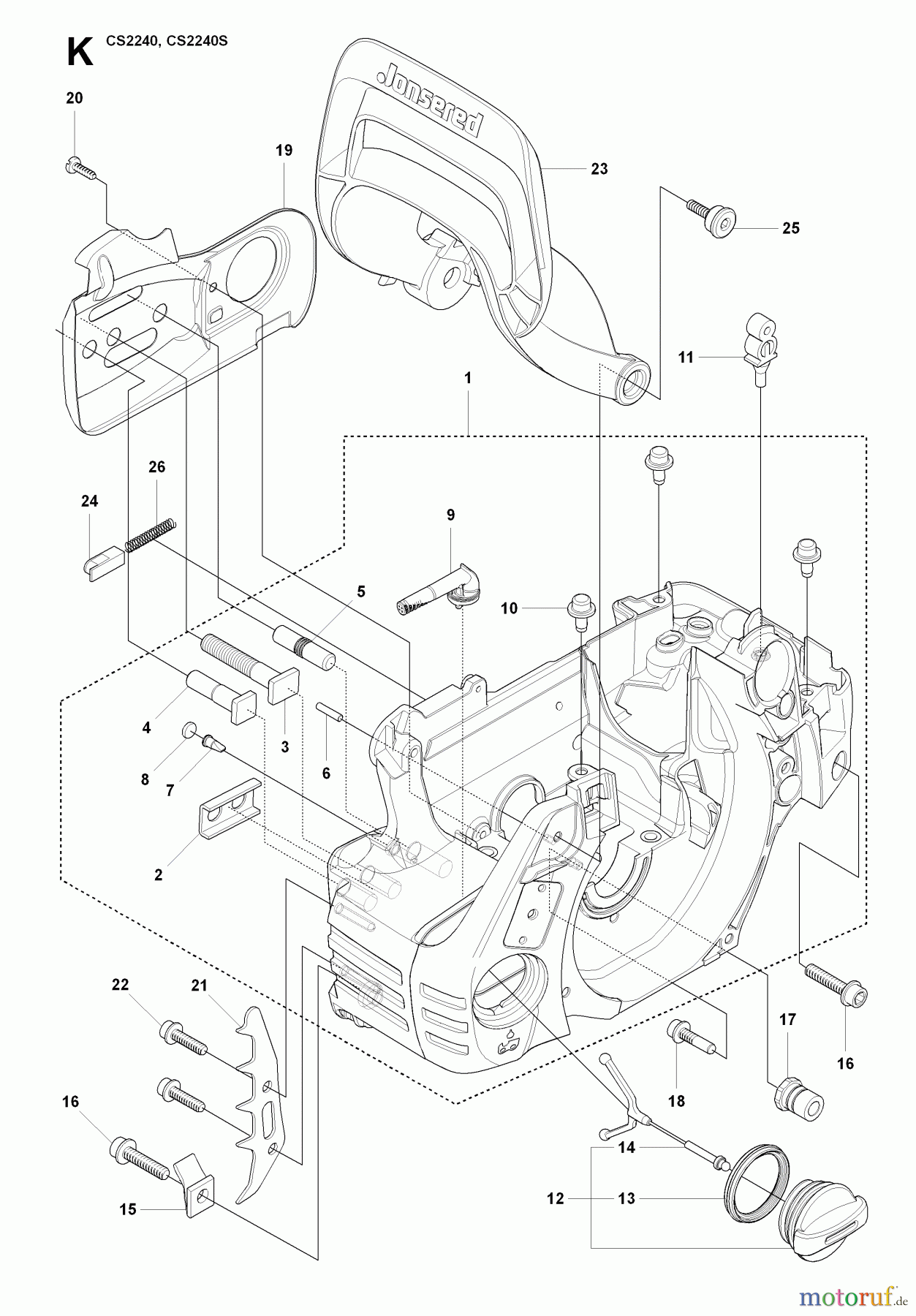Jonsered Motorsägen CS2240 S - Jonsered Chainsaw (2009-02) CRANKCASE