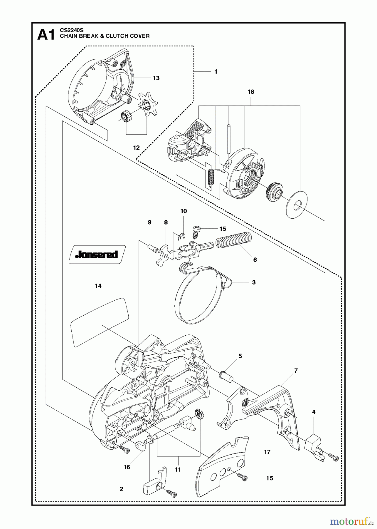 Jonsered Motorsägen CS2240 S - Jonsered Chainsaw (2010-06) CHAIN BRAKE CLUTCH COVER