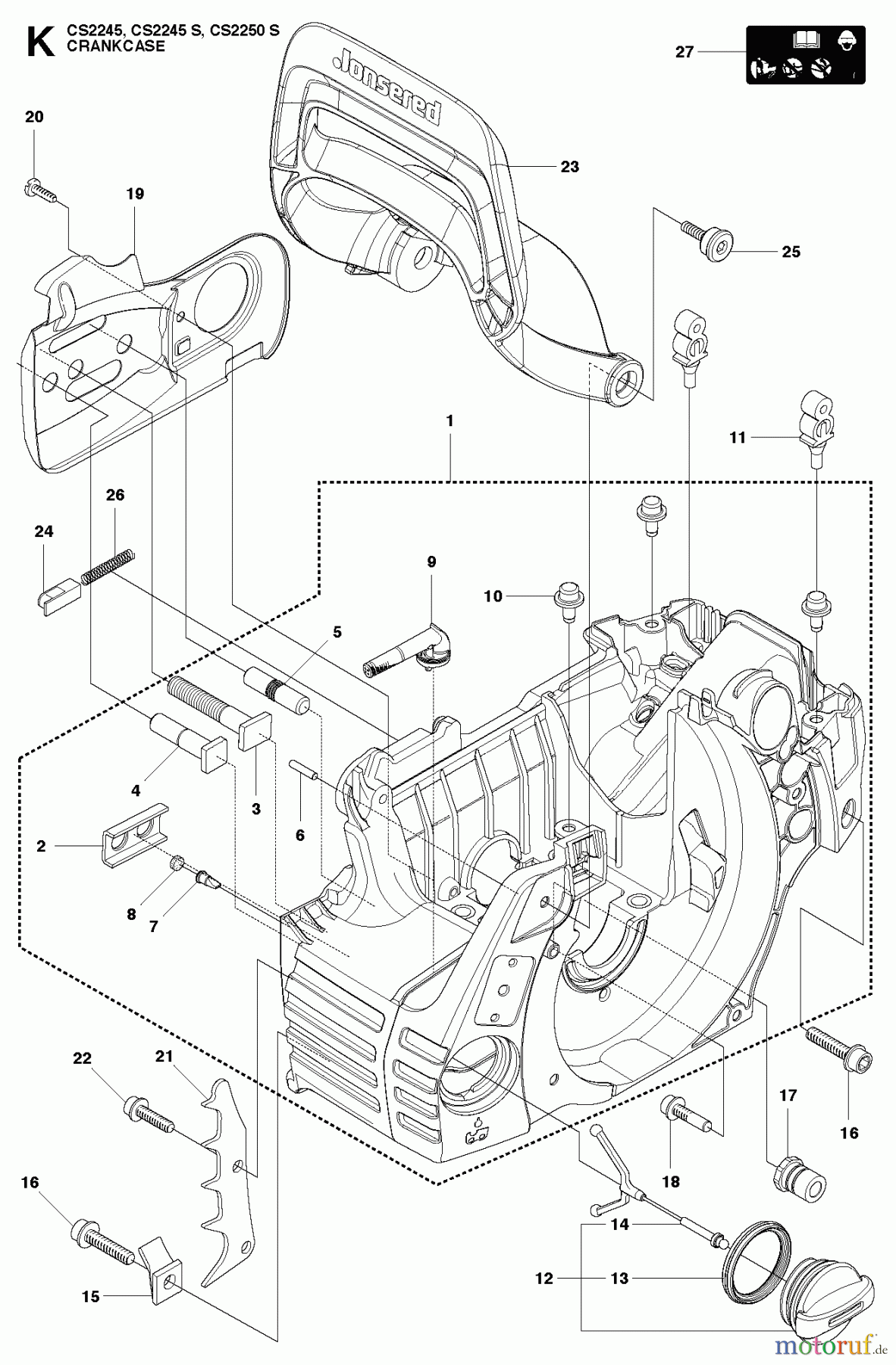 Jonsered Motorsägen CS2250 S - Jonsered Chainsaw (2010-07) CRANKCASE