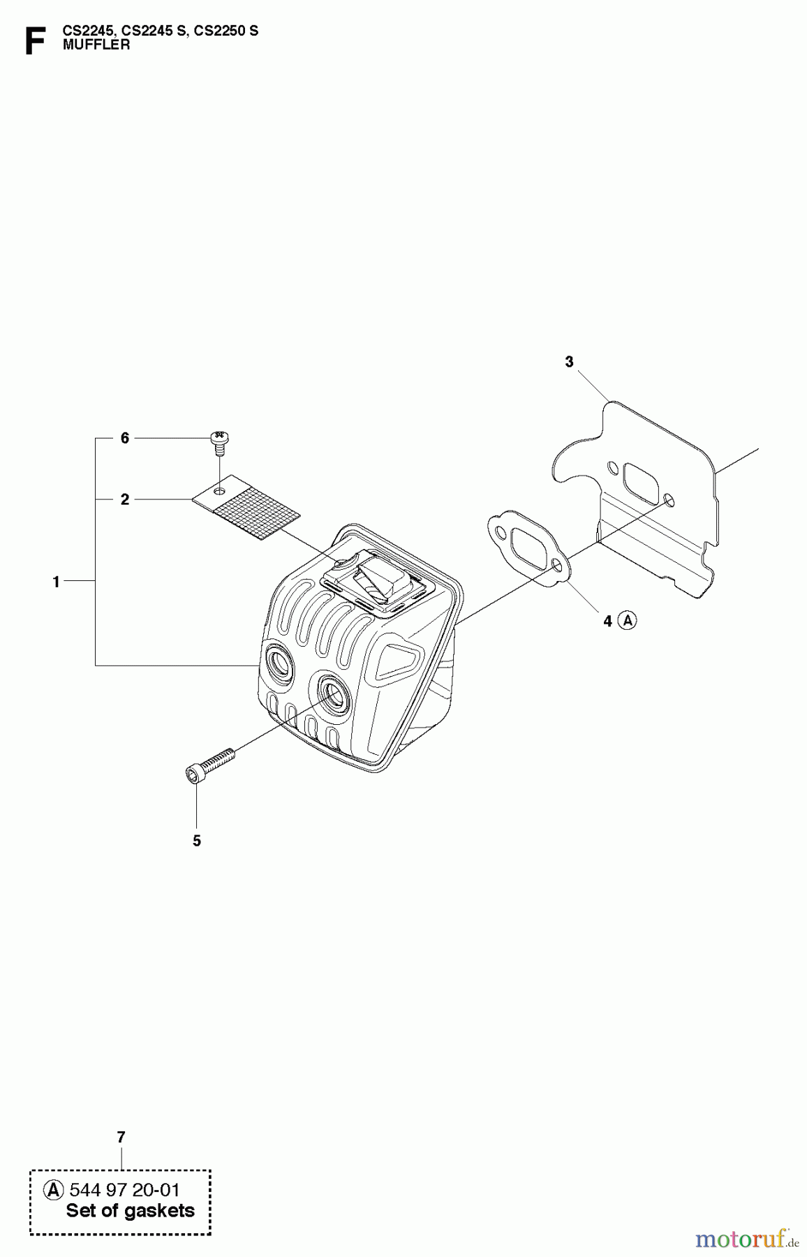 Jonsered Motorsägen CS2245 - Jonsered Chainsaw (2010-07) MUFFLER