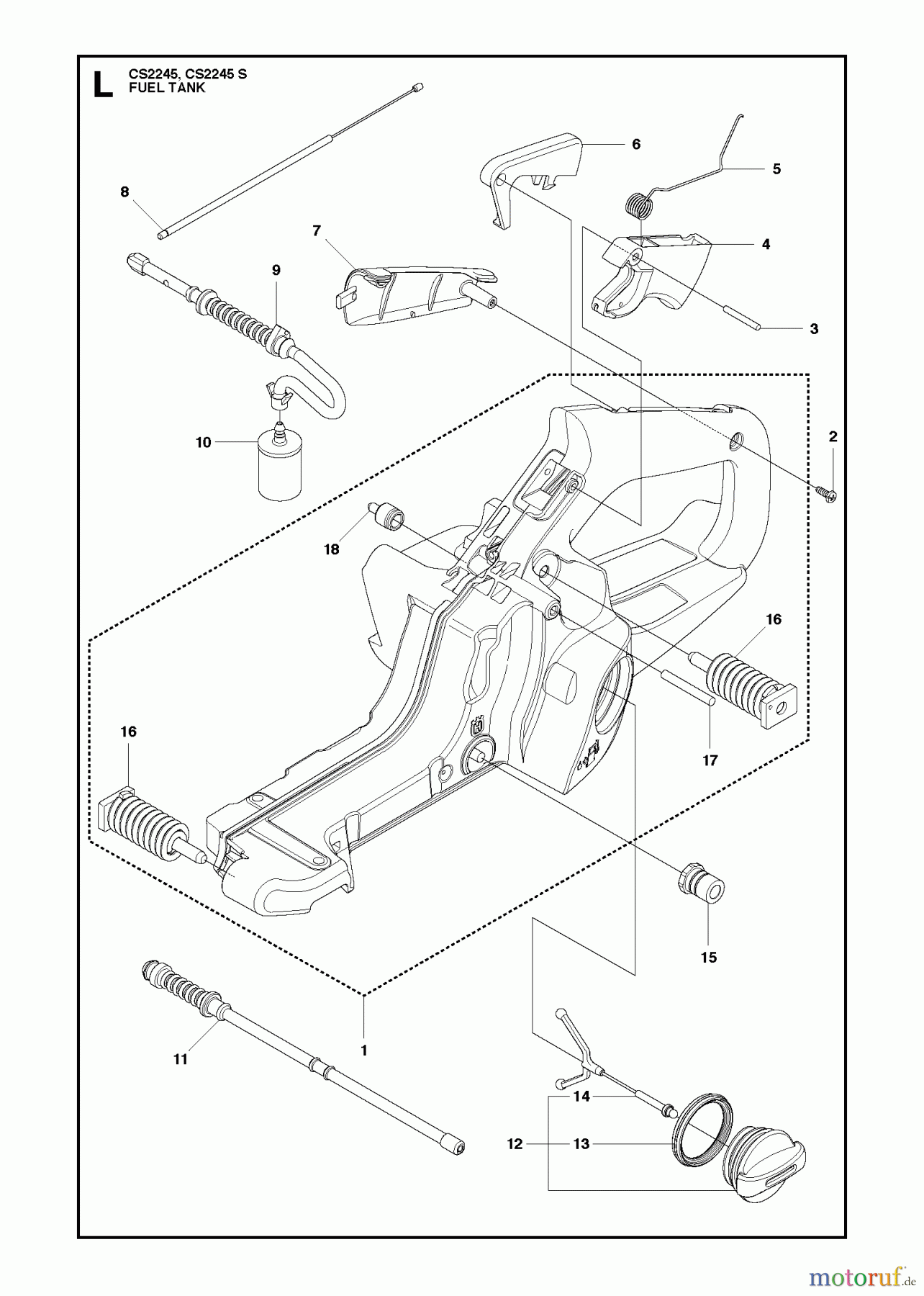 Jonsered Motorsägen CS2245 S - Jonsered Chainsaw (2011-07) FUEL TANK