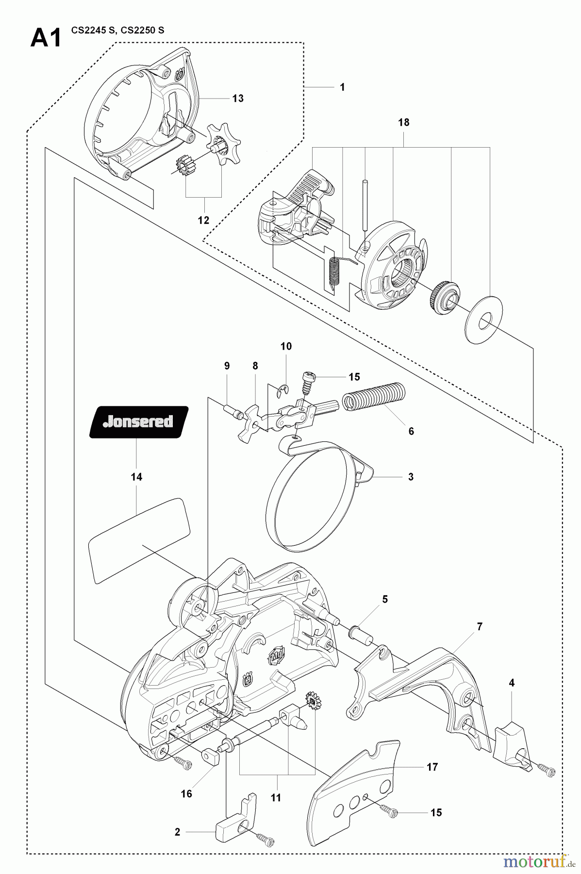 Jonsered Motorsägen CS2250 S - Jonsered Chainsaw (2008-09) CHAIN BRAKE CLUTCH COVER