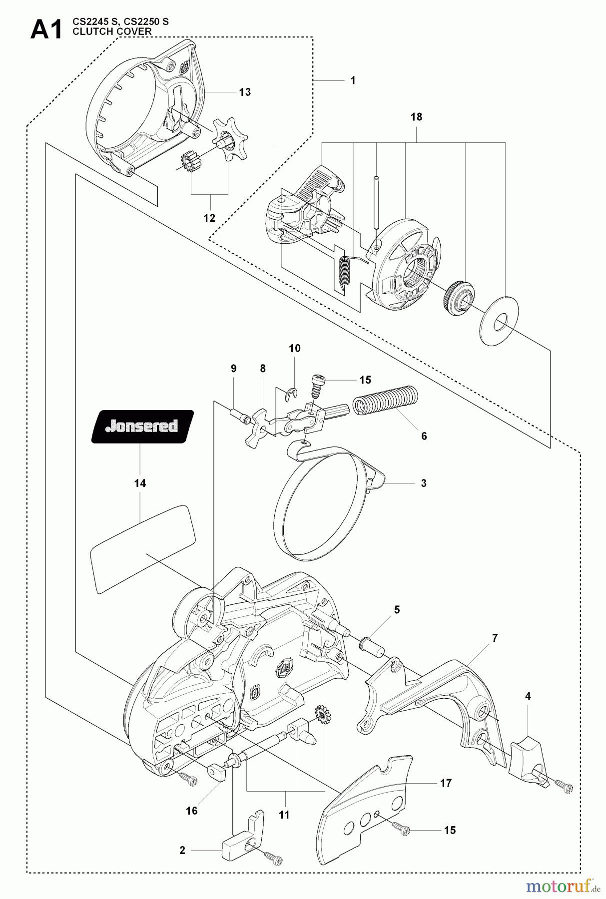 Jonsered Motorsägen CS2250 S - Jonsered Chainsaw (2009-02) CHAIN BRAKE CLUTCH COVER