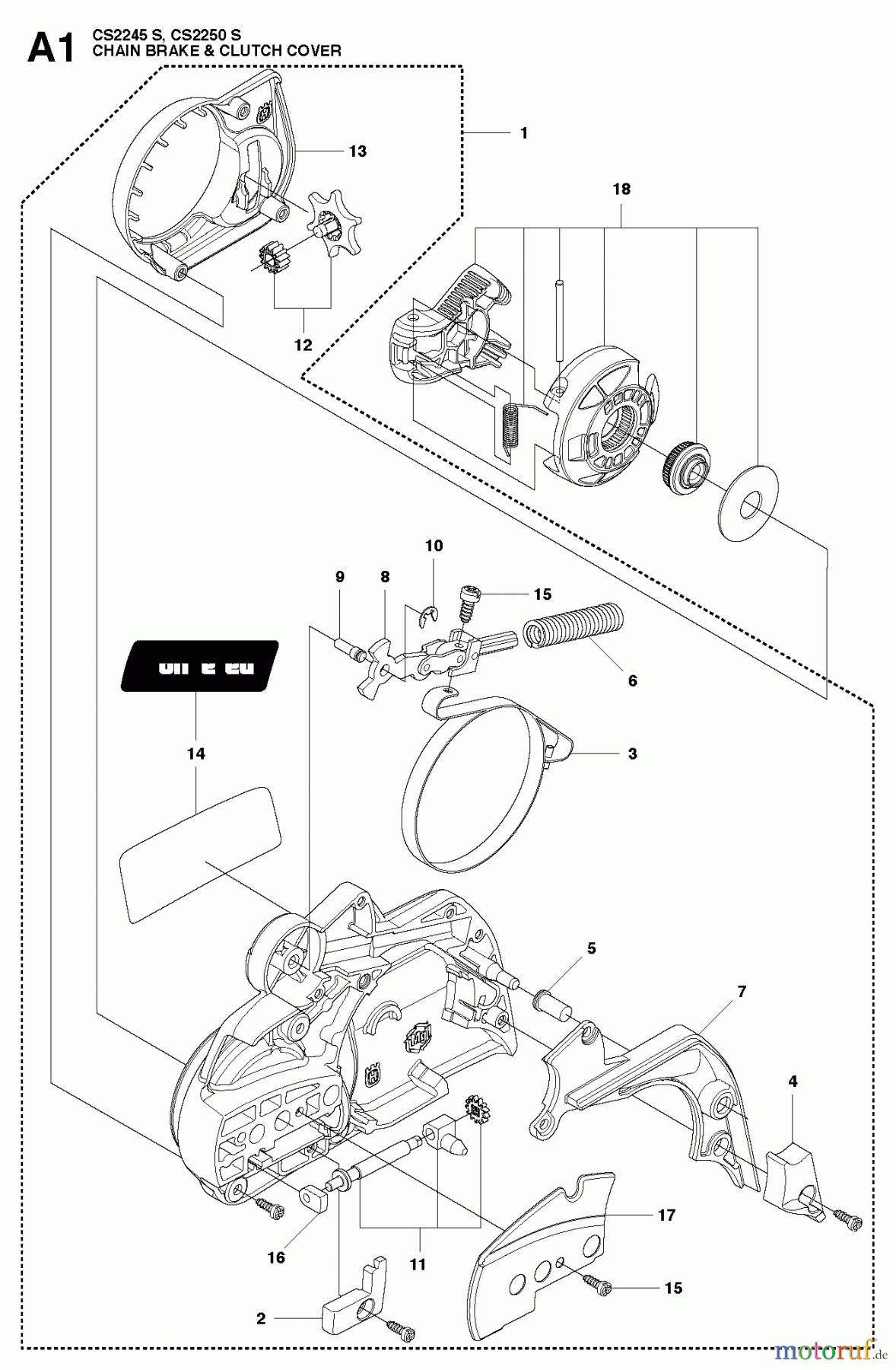  Jonsered Motorsägen CS2245 S - Jonsered Chainsaw (2010-07) CHAIN BRAKE CLUTCH COVER