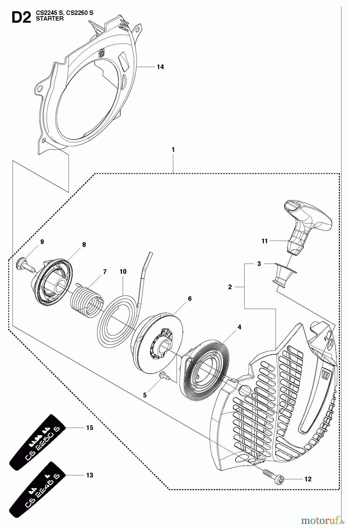  Jonsered Motorsägen CS2245 S - Jonsered Chainsaw (2010-07) STARTER