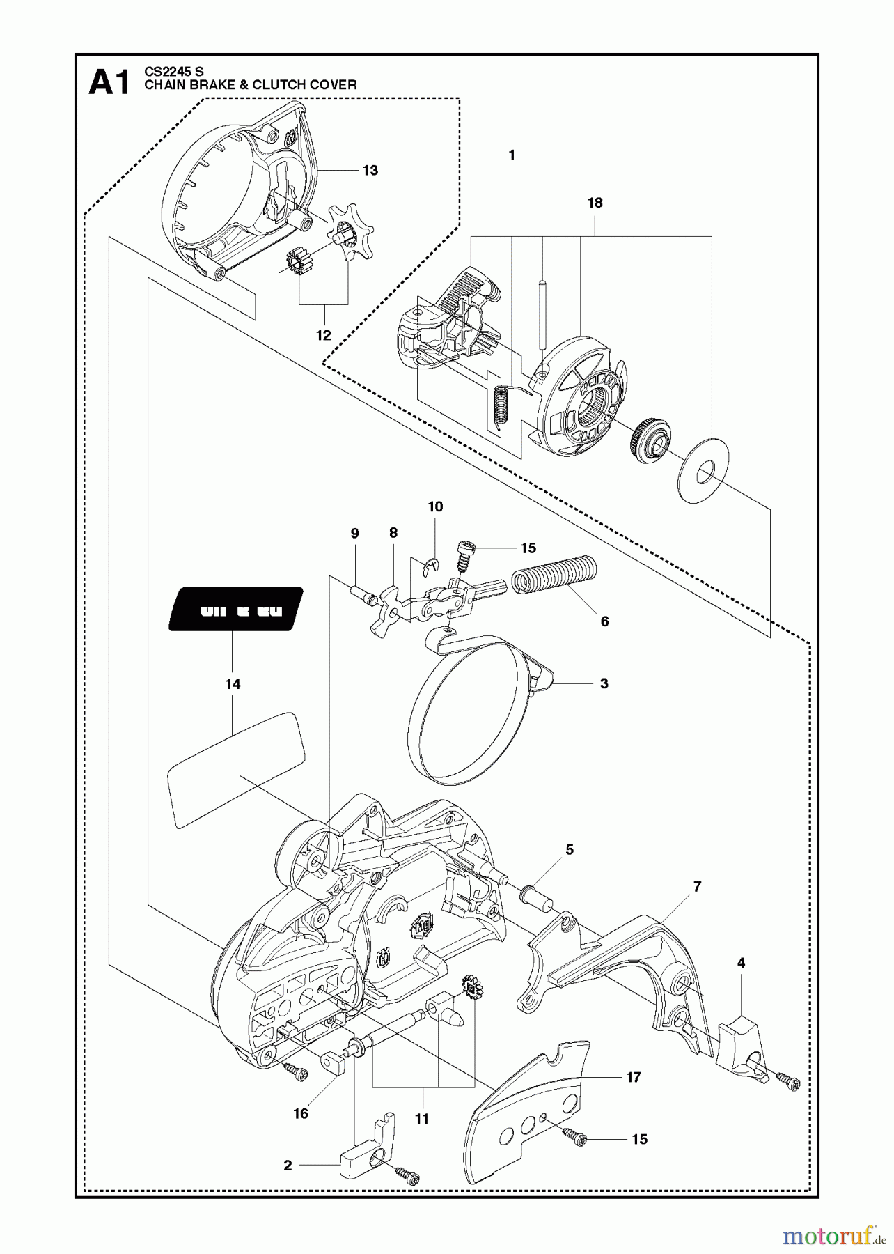 Jonsered Motorsägen CS2245 S - Jonsered Chainsaw (2011-07) CHAIN BRAKE CLUTCH COVER