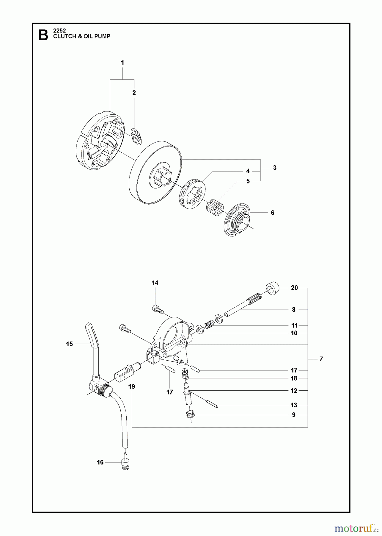 Jonsered Motorsägen CS2252 - Jonsered Chainsaw (2012-07) CLUTCH OIL PUMP
