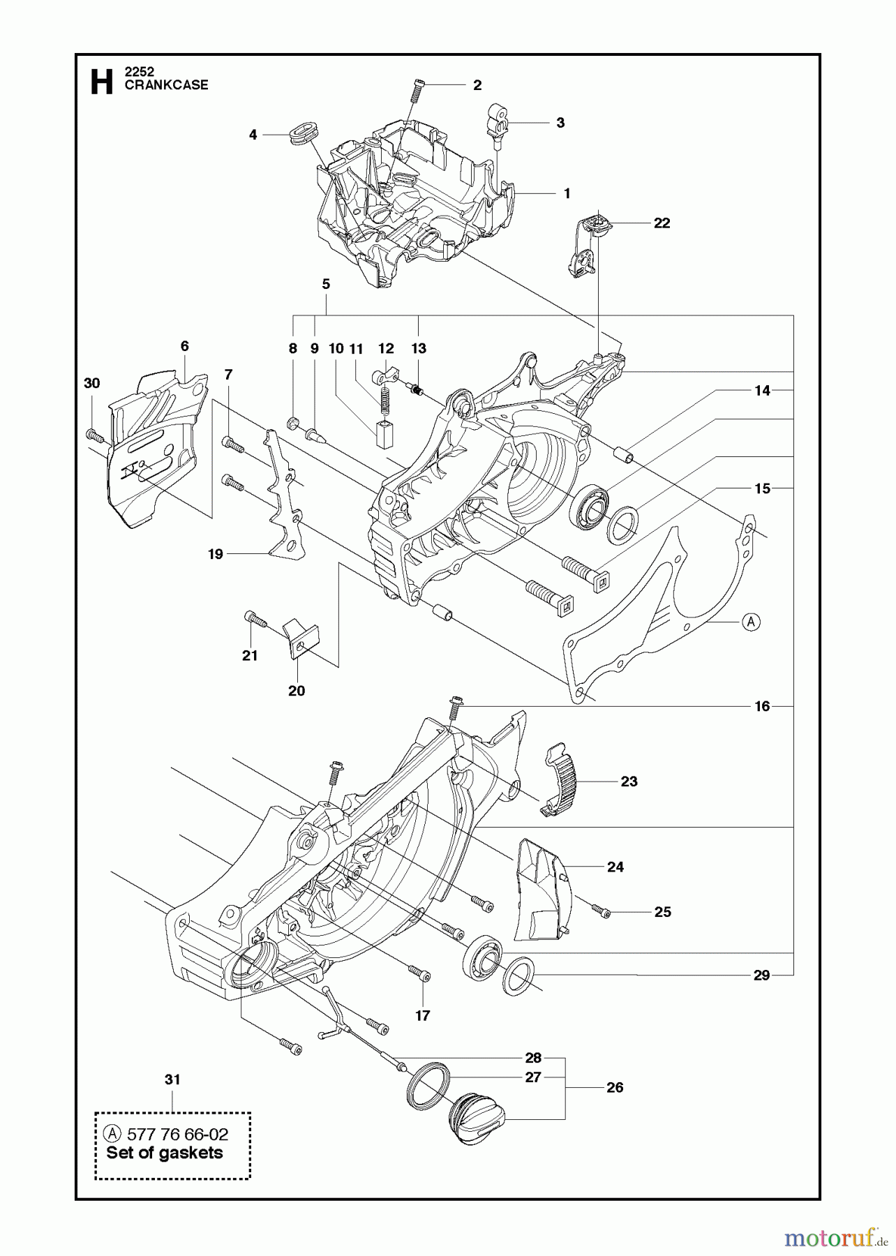Jonsered Motorsägen CS2252 - Jonsered Chainsaw (2012-07) CRANKCASE