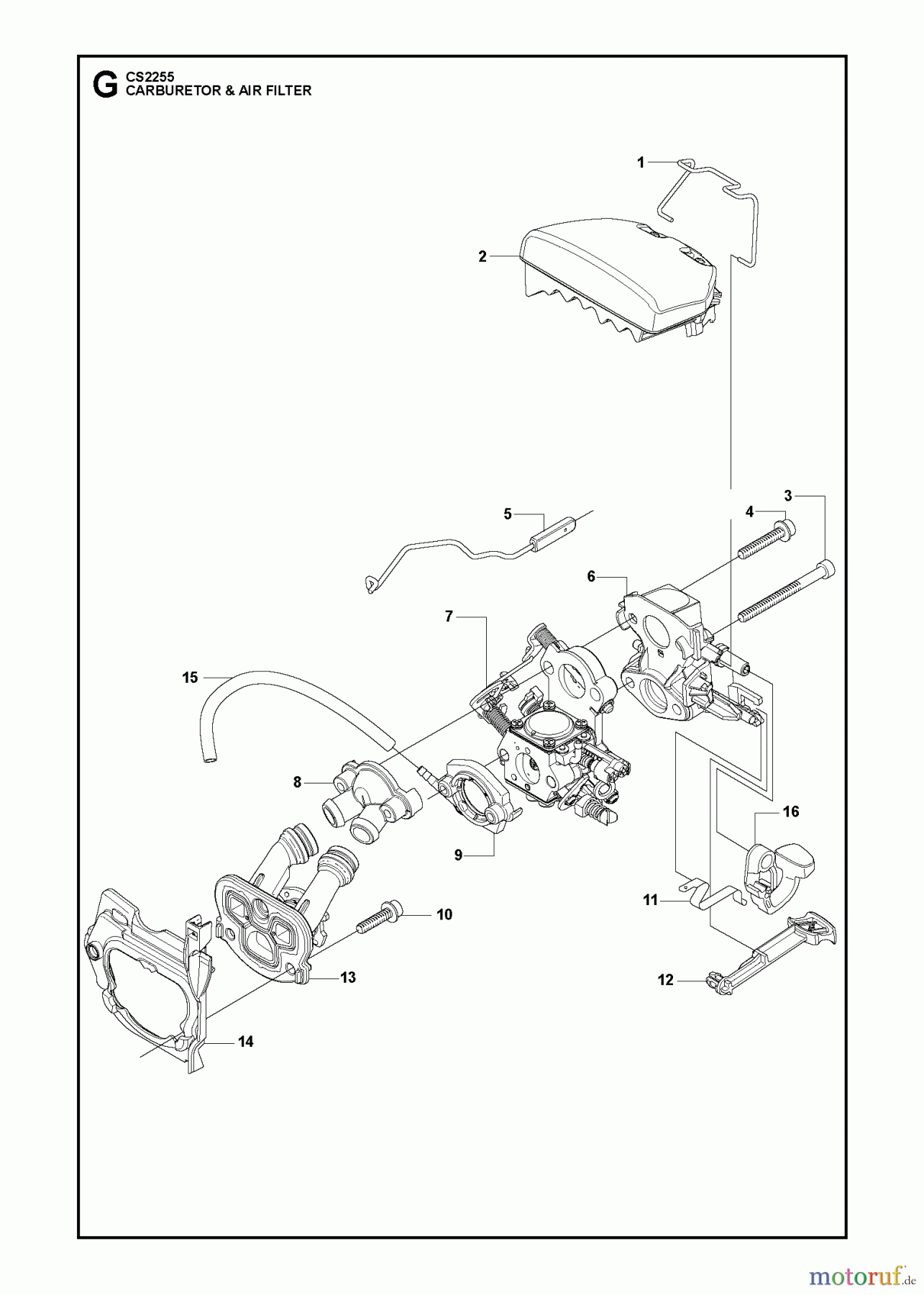 Jonsered Motorsägen CS2255 - Jonsered Chainsaw (2009-03) CARBURETOR AIR FILTER