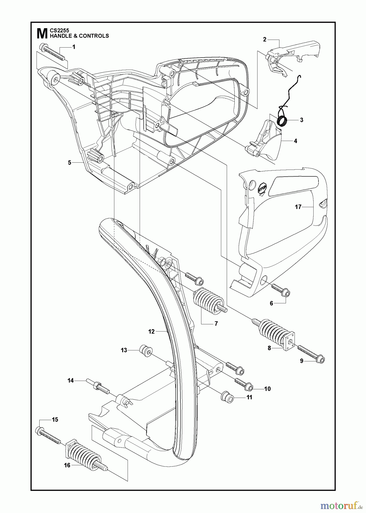 Jonsered Motorsägen CS2255 - Jonsered Chainsaw (2009-03) HANDLE CONTROLS