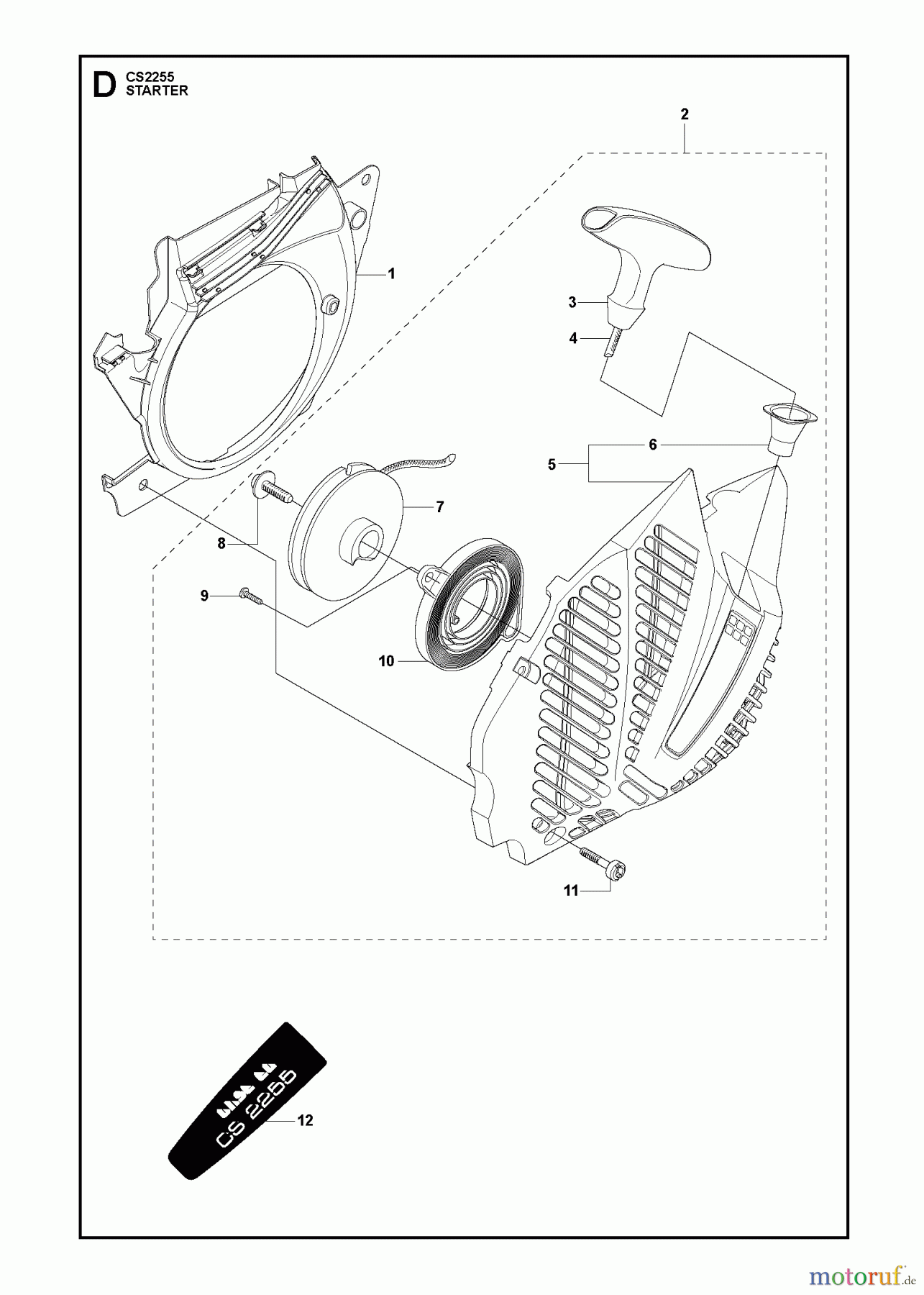 Jonsered Motorsägen CS2255 - Jonsered Chainsaw (2009-03) STARTER