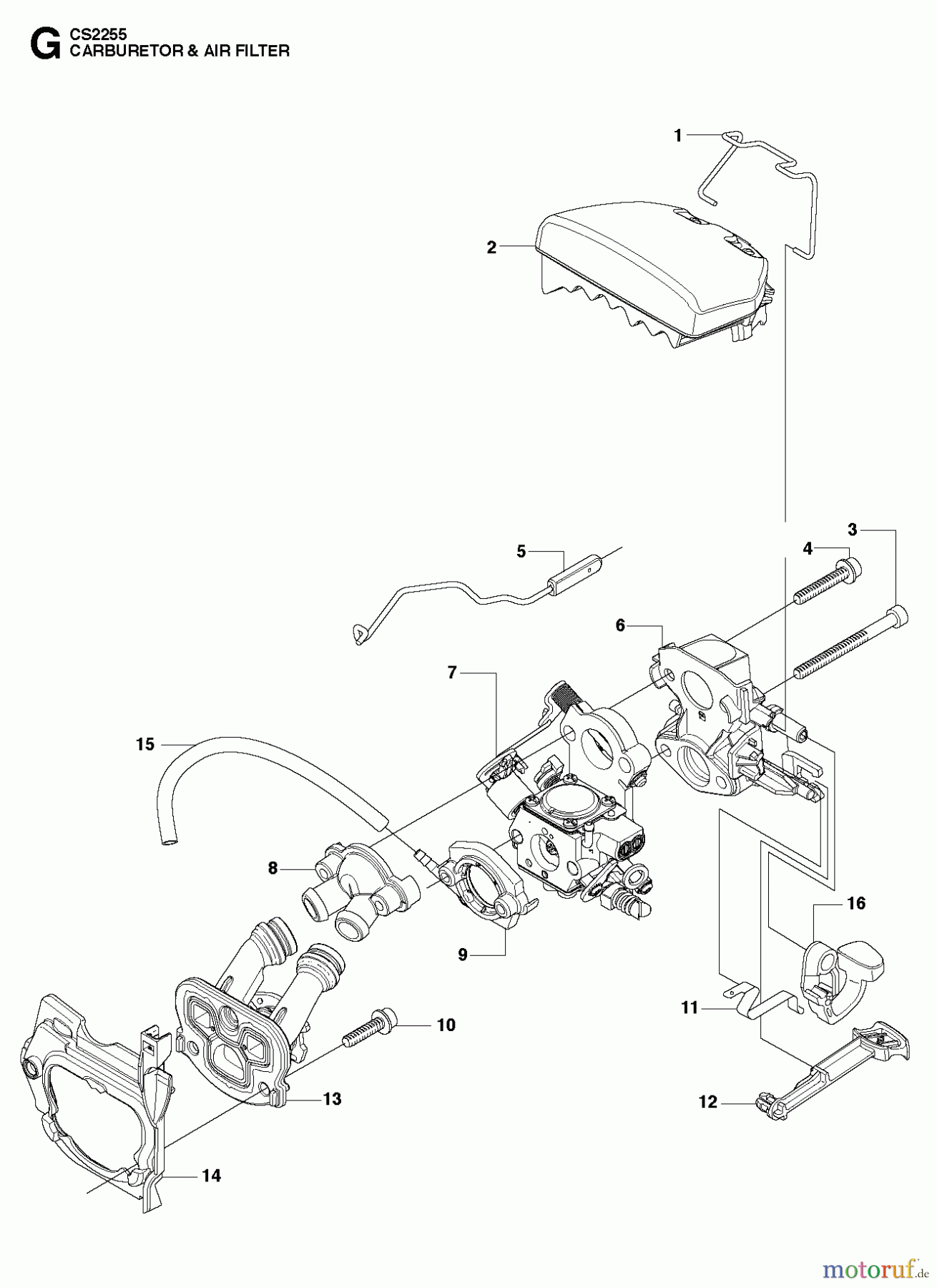  Jonsered Motorsägen CS2255 - Jonsered Chainsaw (2011-01) CARBURETOR AIR FILTER