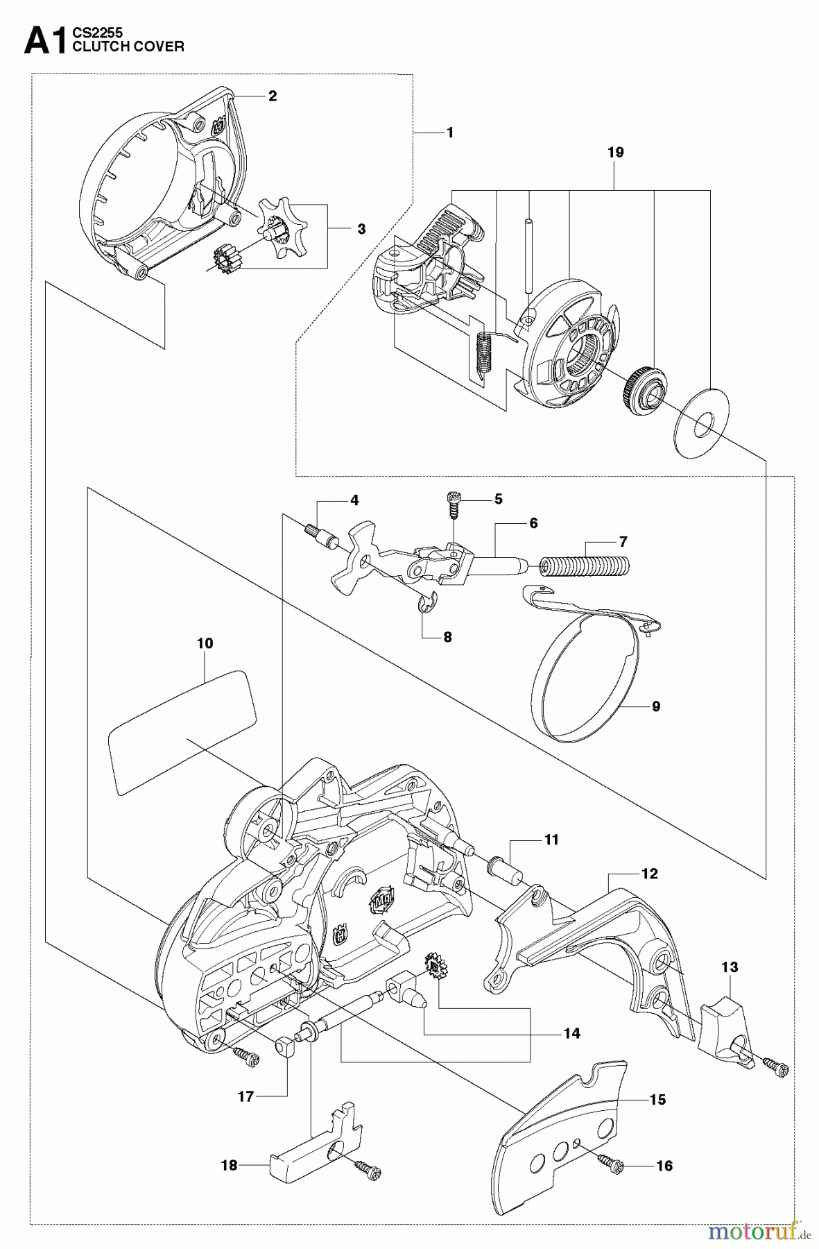 Jonsered Motorsägen CS2255 - Jonsered Chainsaw (2011-01) CLUTCH COVER #2