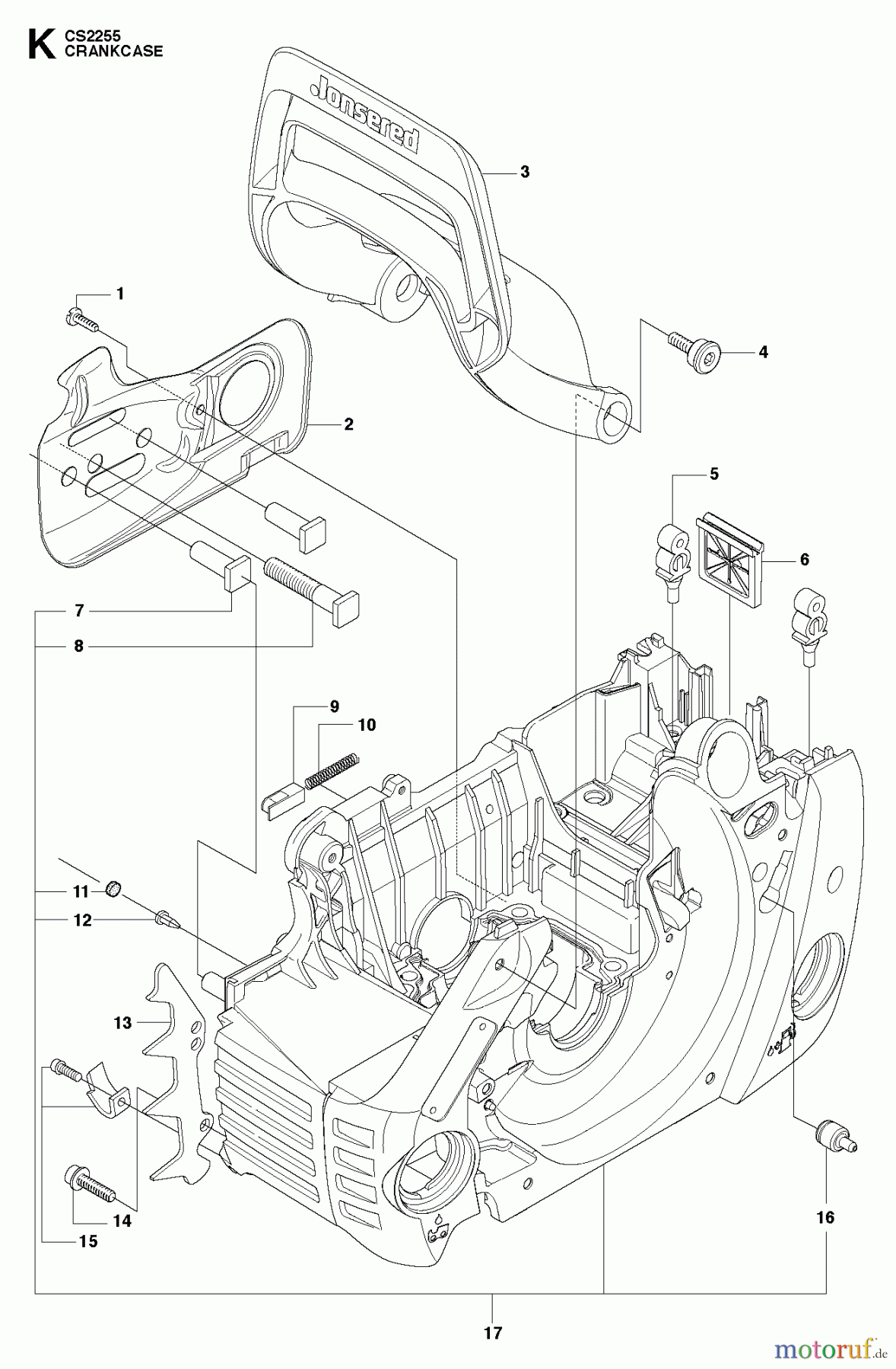 Jonsered Motorsägen CS2255 - Jonsered Chainsaw (2011-01) CRANKCASE