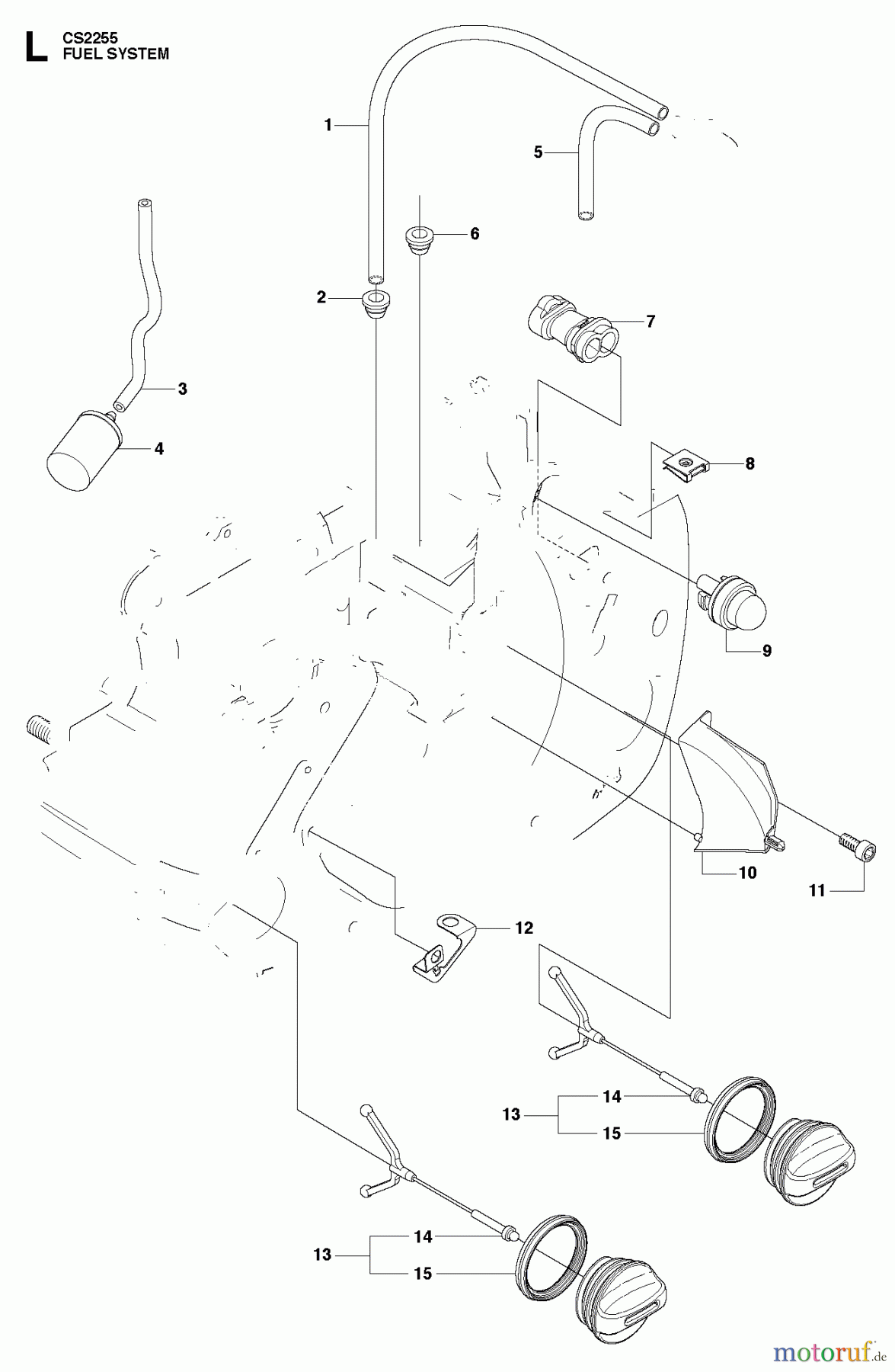 Jonsered Motorsägen CS2255 - Jonsered Chainsaw (2011-01) FUEL SYSTEM