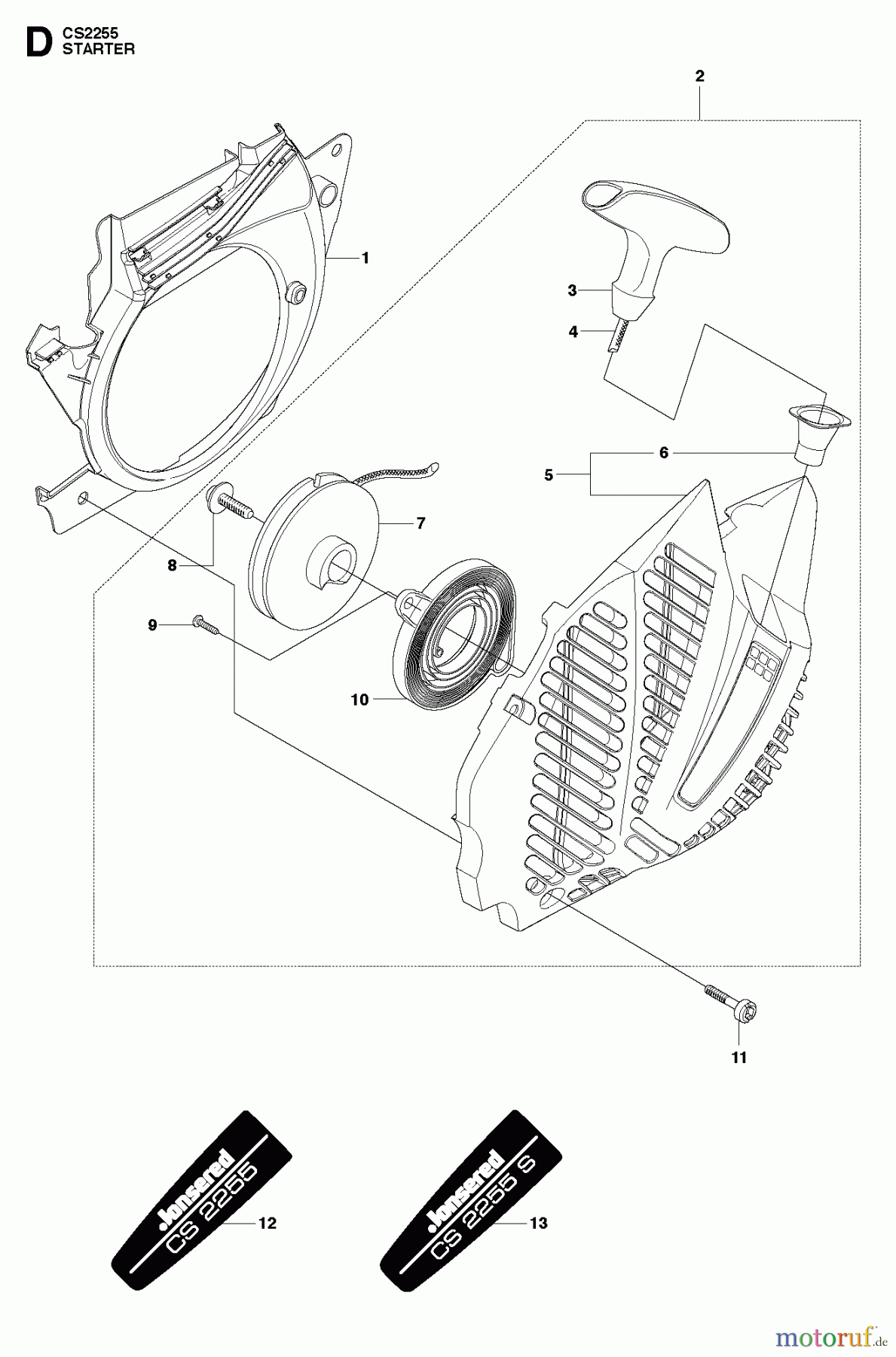 Jonsered Motorsägen CS2255 - Jonsered Chainsaw (2011-01) STARTER
