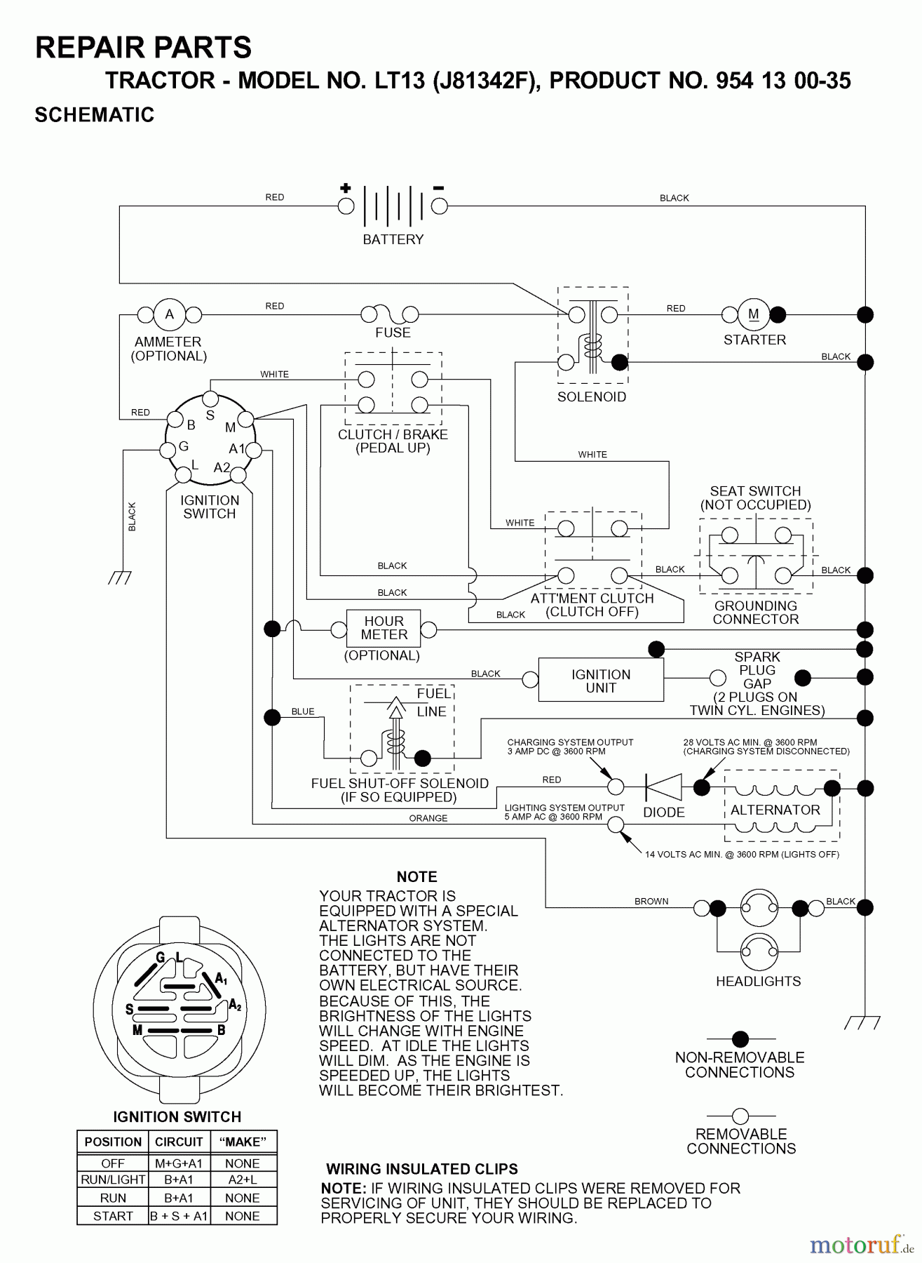  Jonsered Rasen  und Garten Traktoren LT13 (J81342F, 954130035) - Jonsered Lawn & Garden Tractor (2000-04) SCHEMATIC