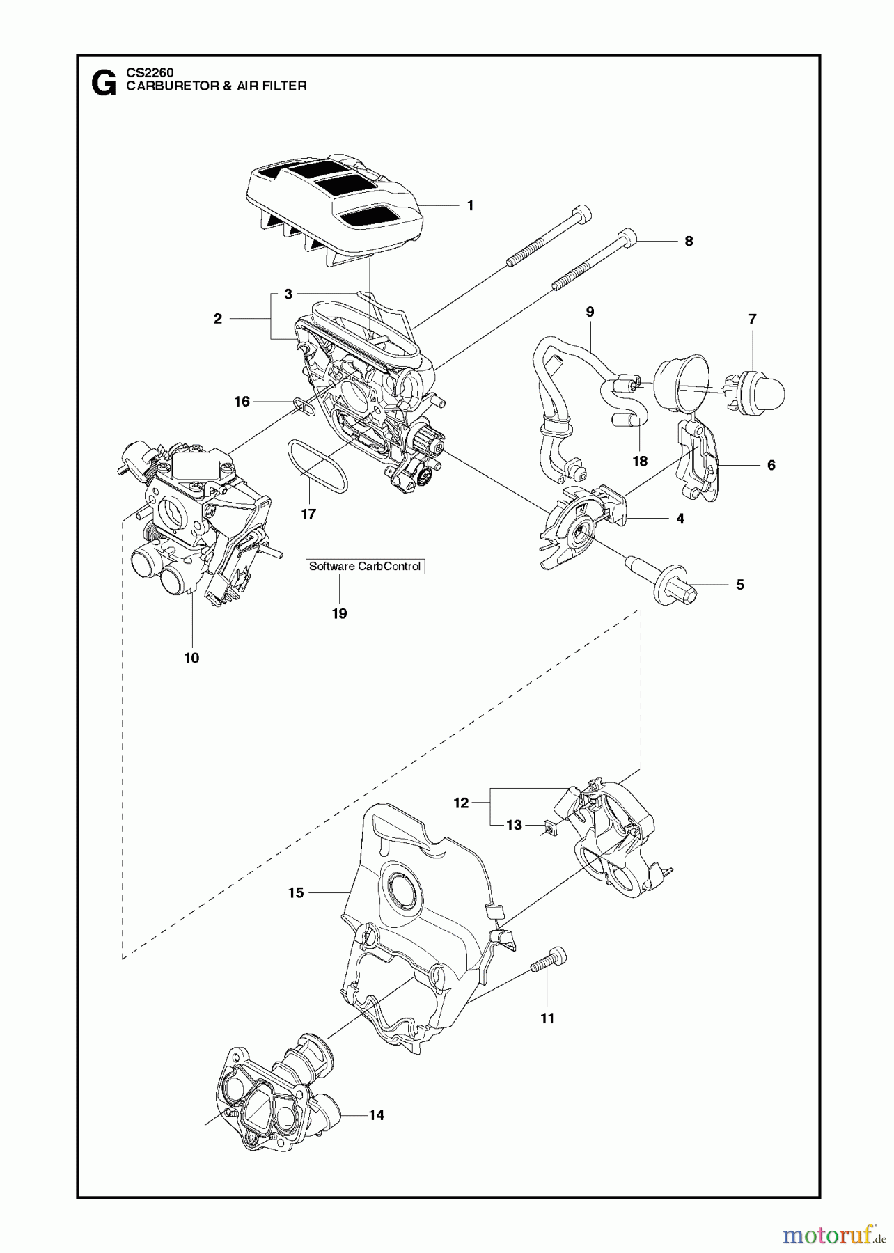  Jonsered Motorsägen CS2260 - Jonsered Chainsaw (2012-05) CARBURETOR AIR FILTER