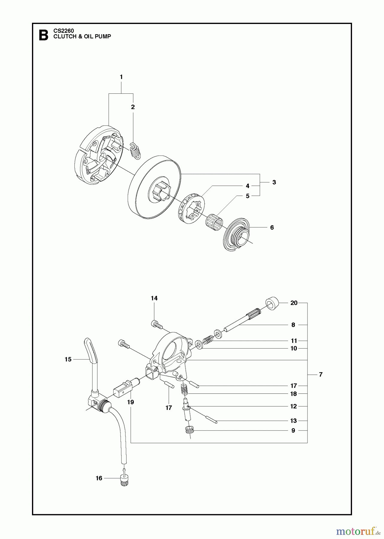  Jonsered Motorsägen CS2260 - Jonsered Chainsaw (2012-05) CLUTCH OIL PUMP