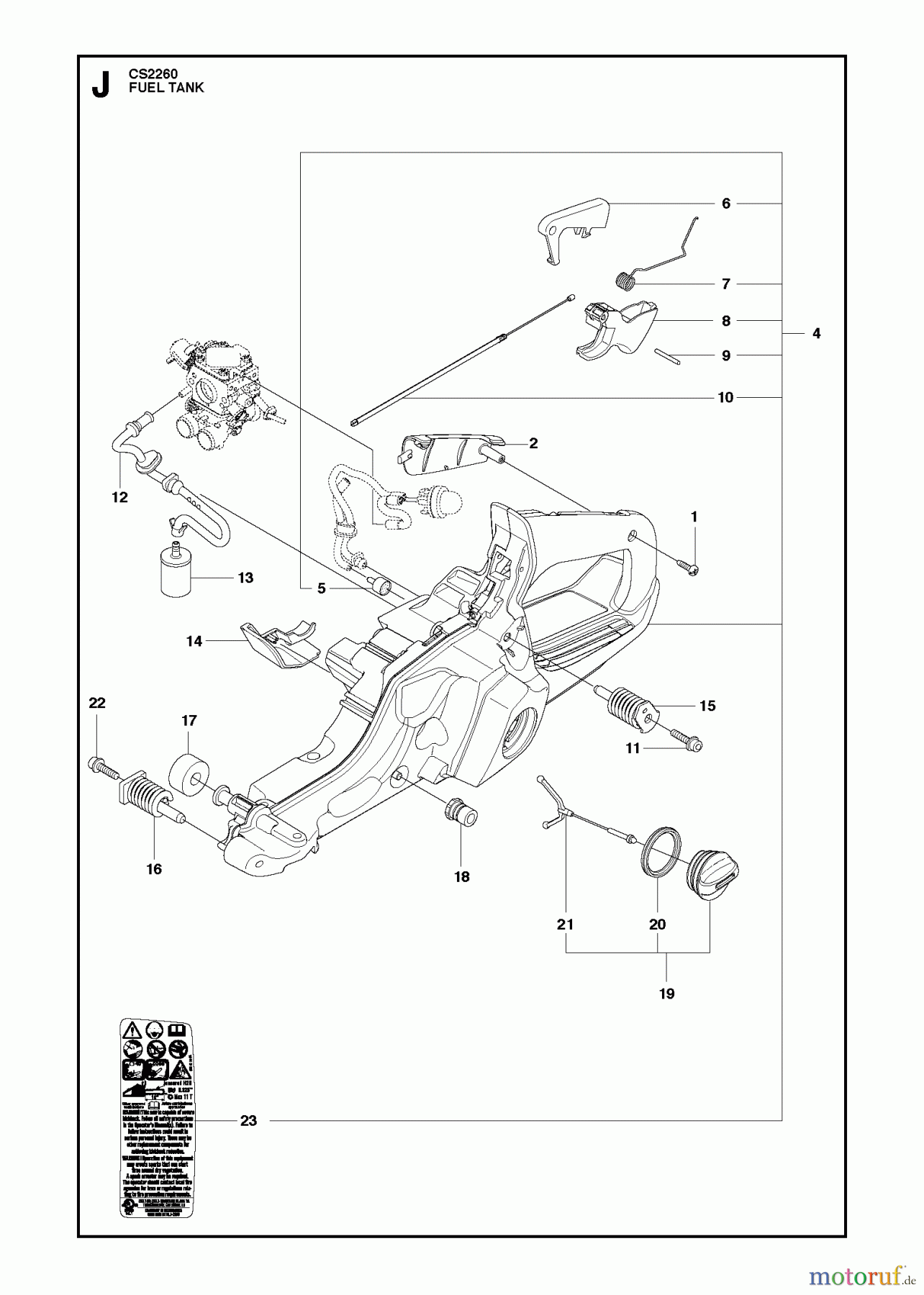Jonsered Motorsägen CS2260 - Jonsered Chainsaw (2012-05) FUEL TANK