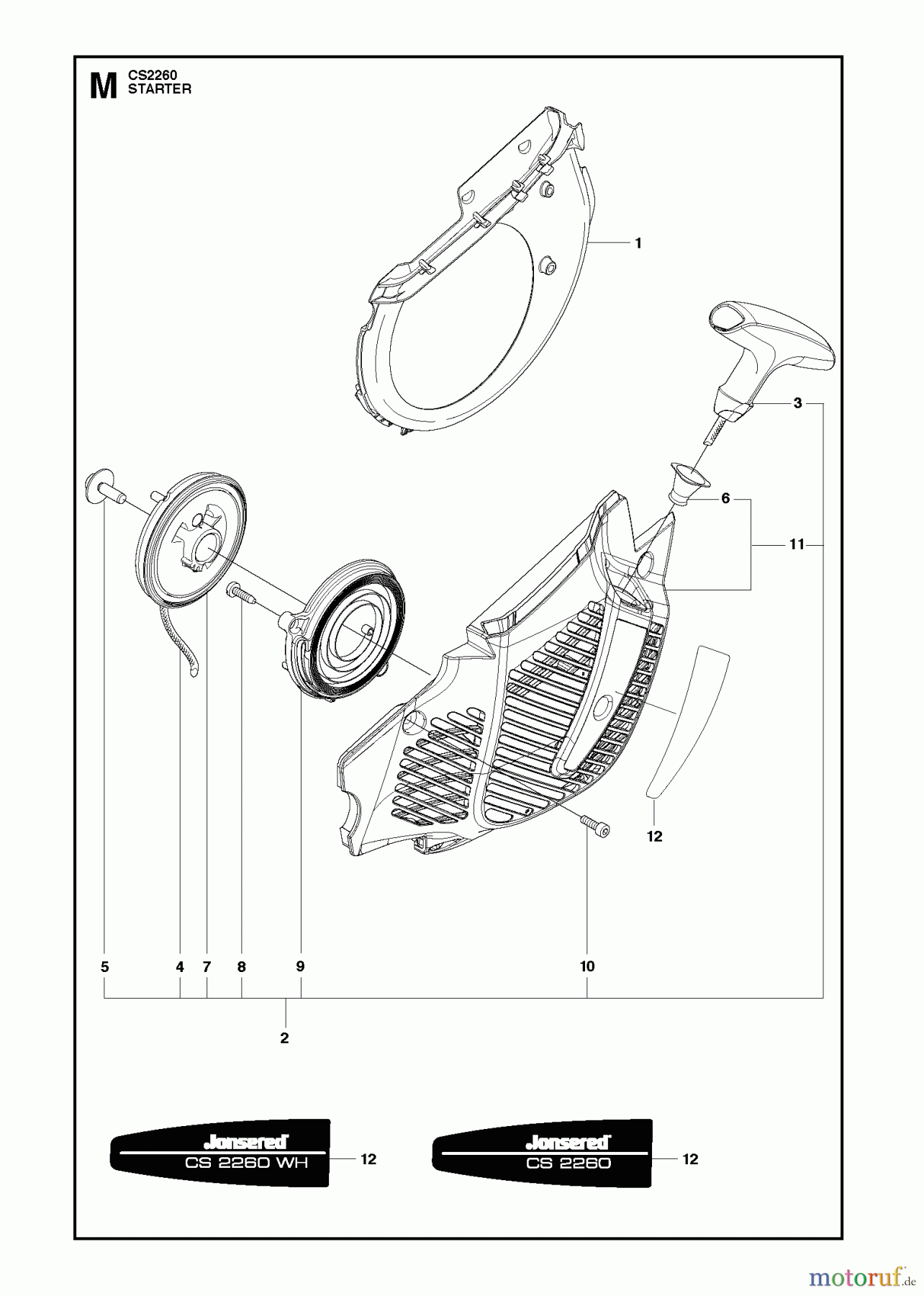  Jonsered Motorsägen CS2260 - Jonsered Chainsaw (2012-05) STARTER