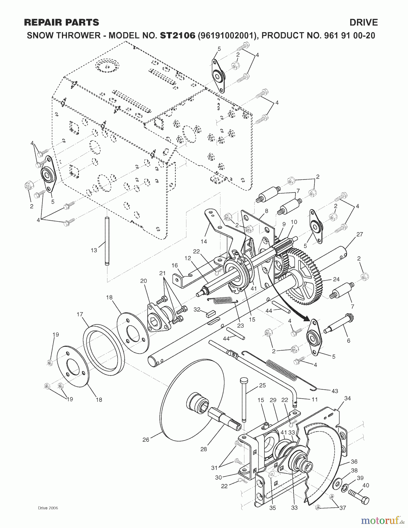 Jonsered Schneefräsen ST 2106 (96191002001) - Jonsered Snow Thrower (2007-10) DRIVE