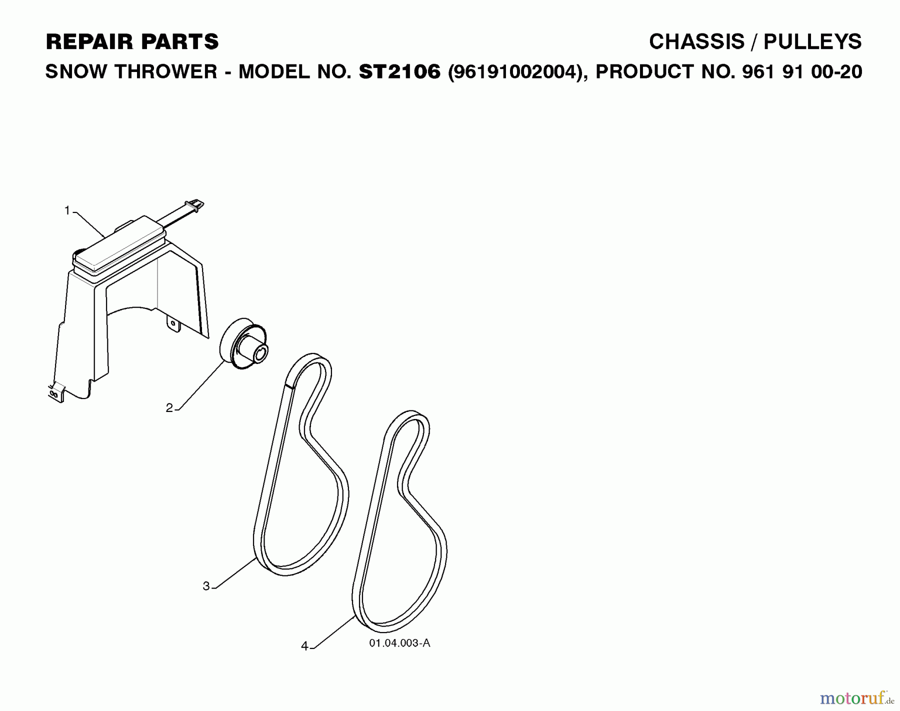  Jonsered Schneefräsen ST 2106 (96191002004) - Jonsered Snow Thrower (2008-08) CHASSIS ENCLOSURES