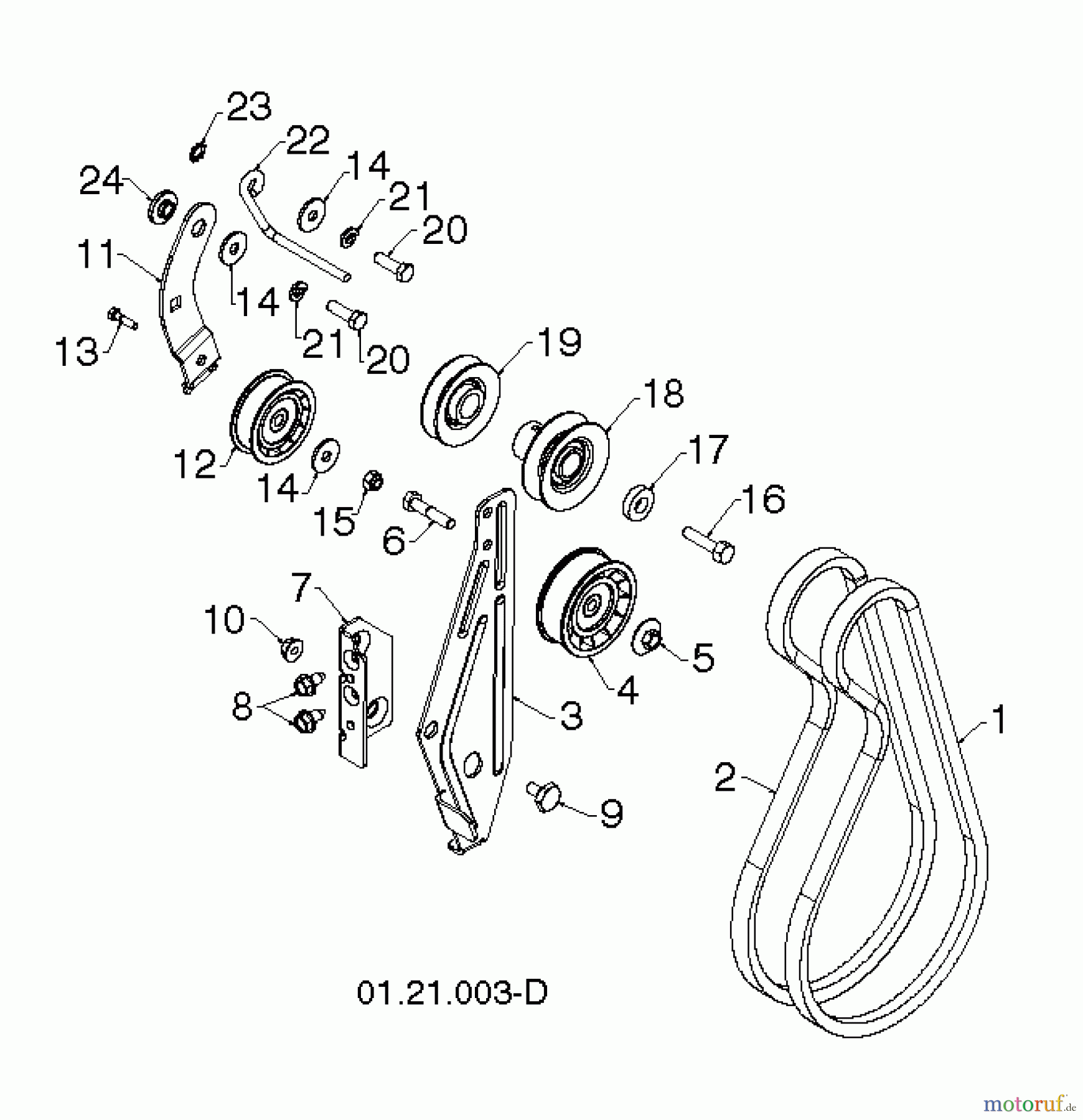Jonsered Schneefräsen ST 2106 (96191002008) - Jonsered Snow Thrower (2012-06) CHASSIS ENGINE PULLEYS #3