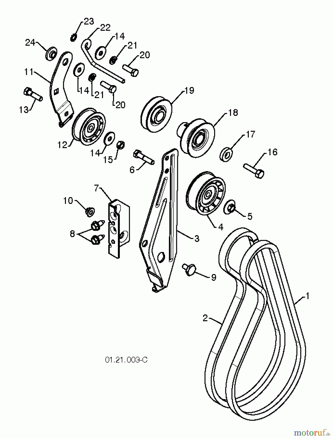 Jonsered Schneefräsen ST 2106 (96191002009) - Jonsered Snow Thrower (2012-05) CHASSIS ENGINE PULLEYS #1