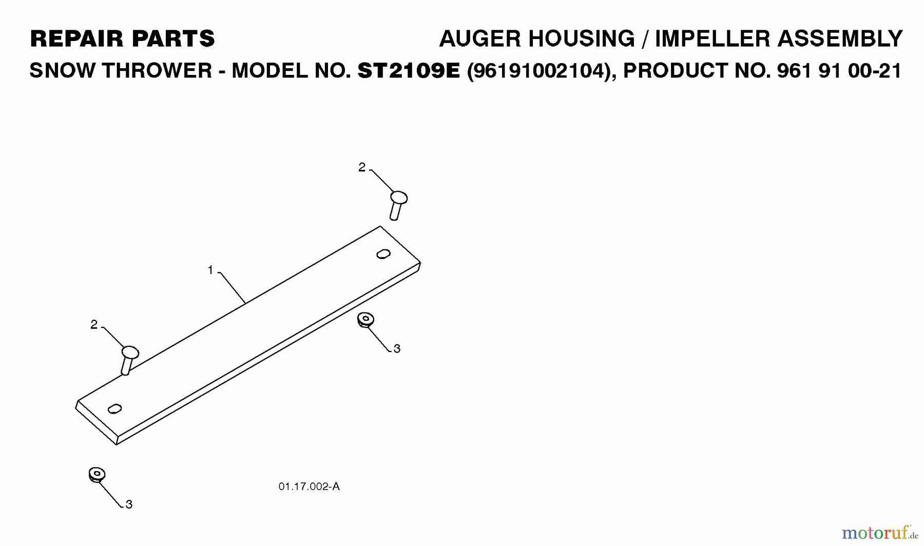 Jonsered Schneefräsen ST 2109 E (96191002104) - Jonsered Snow Thrower (2008-08) AUGER HOUSING IMPELLER #2