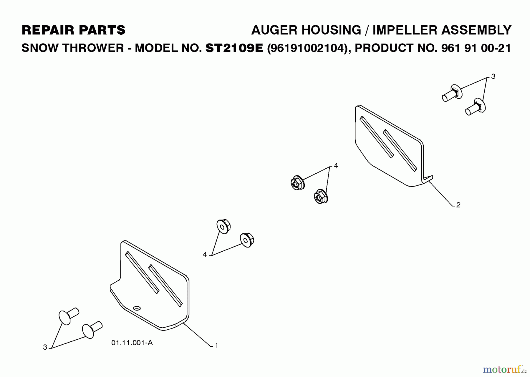 Jonsered Schneefräsen ST 2109 E (96191002104) - Jonsered Snow Thrower (2008-08) AUGER HOUSING IMPELLER #3