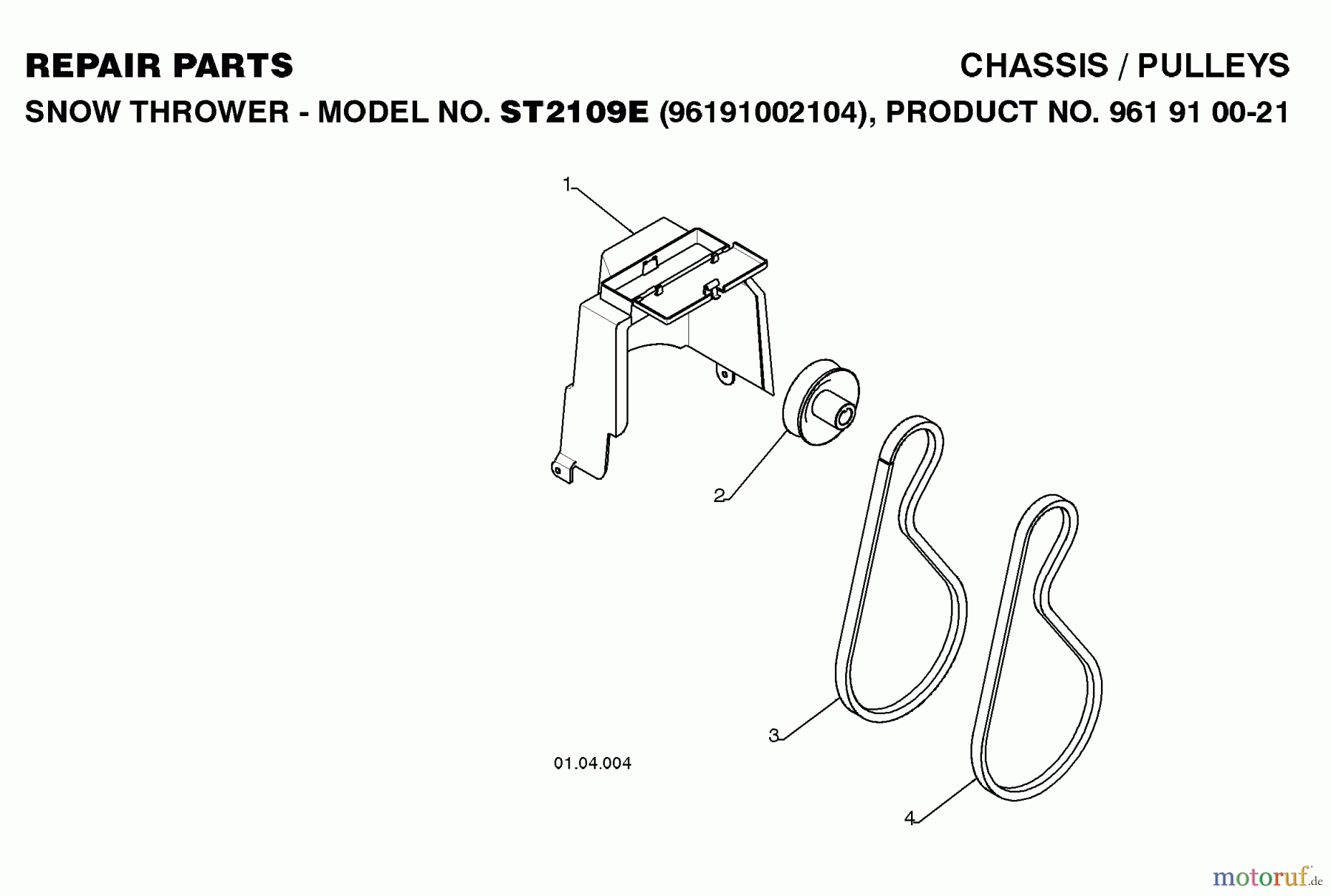 Jonsered Schneefräsen ST 2109 E (96191002105) - Jonsered Snow Thrower (2008-08) CHASSIS ENCLOSURES