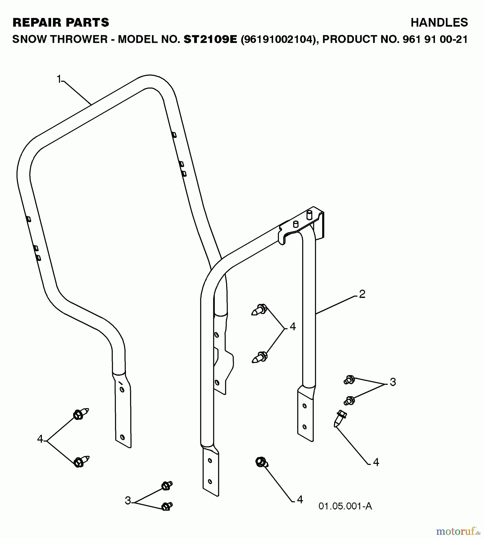 Jonsered Schneefräsen ST 2109 E (96191002104) - Jonsered Snow Thrower (2008-08) HANDLE #2