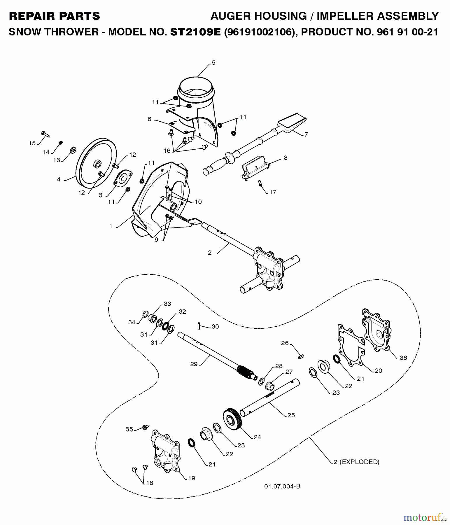 Jonsered Schneefräsen ST 2109 E (96191002106) - Jonsered Snow Thrower (2008-10) AUGER HOUSING IMPELLER #3