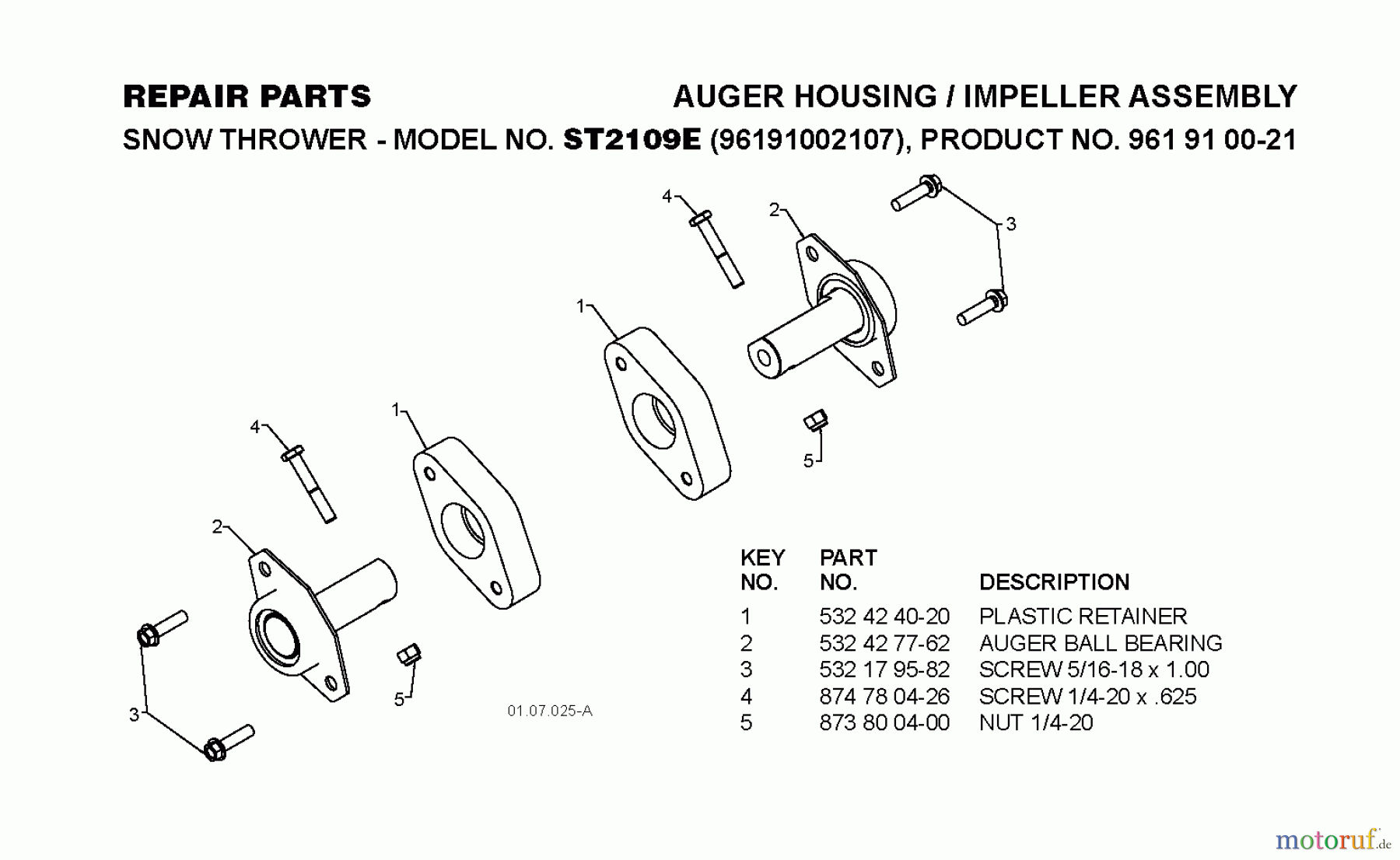 Jonsered Schneefräsen ST 2109 E (96191002107) - Jonsered Snow Thrower (2009-08) AUGER HOUSING IMPELLER #4