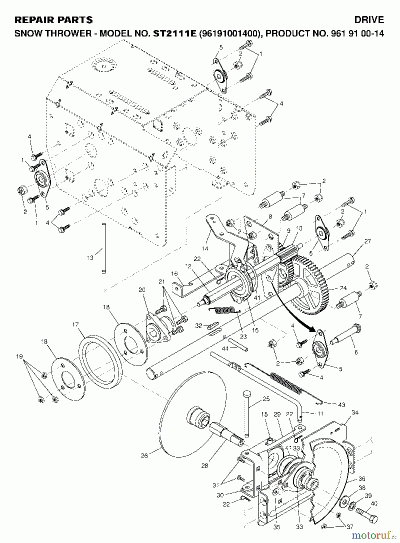 Jonsered Schneefräsen ST 2111 E (96191001400) - Jonsered Snow Thrower (2007-01) DRIVE
