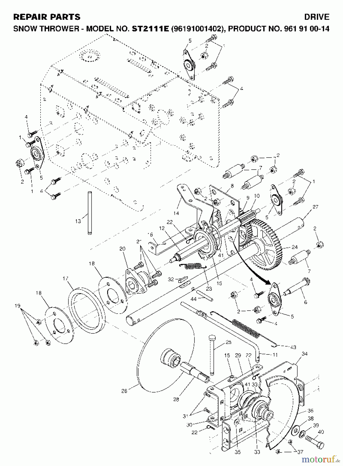Jonsered Schneefräsen ST 2111 E (96191001402) - Jonsered Snow Thrower (2007-01) DRIVE