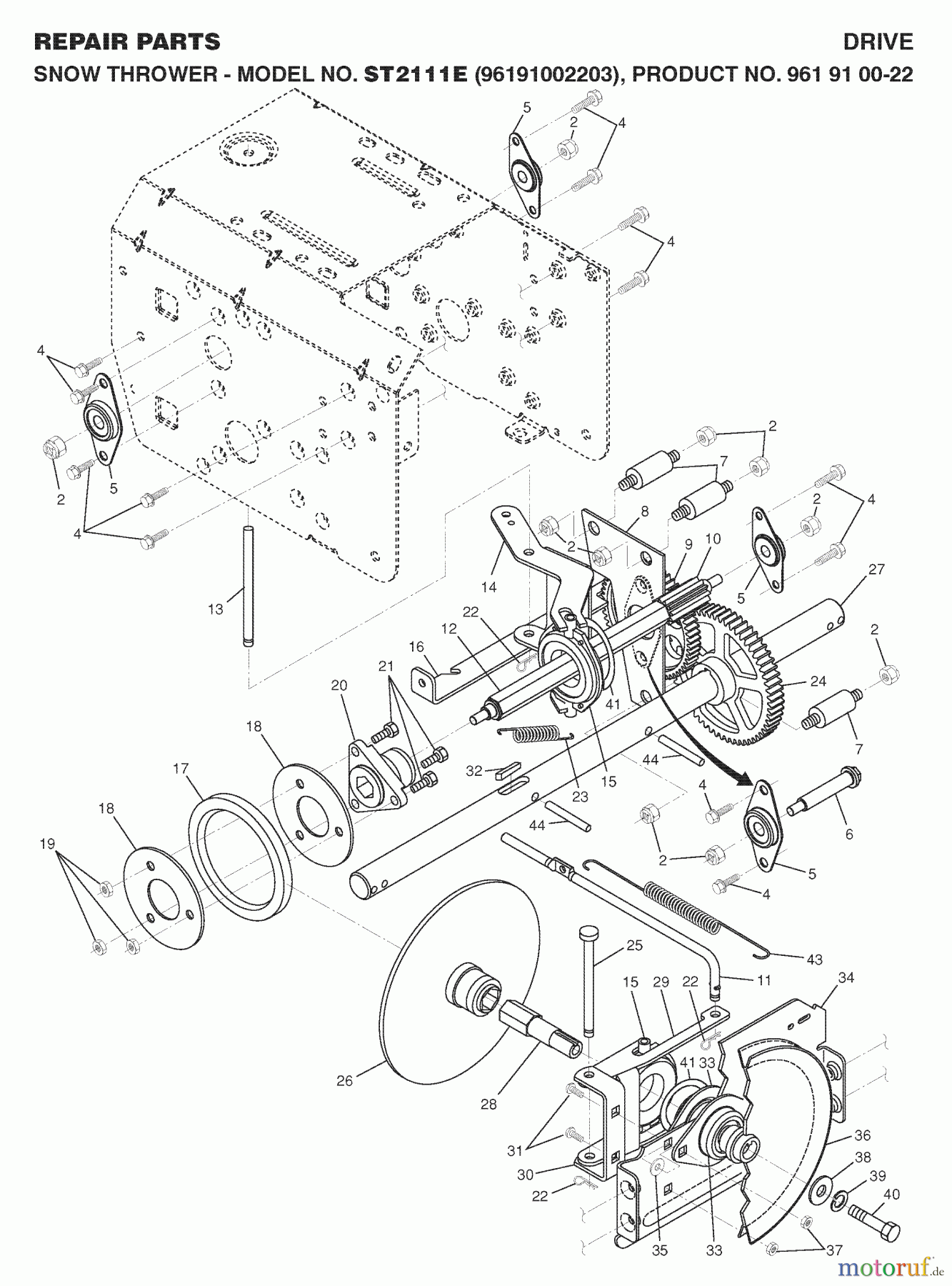  Jonsered Schneefräsen ST 2111 E (96191002203) - Jonsered Snow Thrower (2008-02) DRIVE