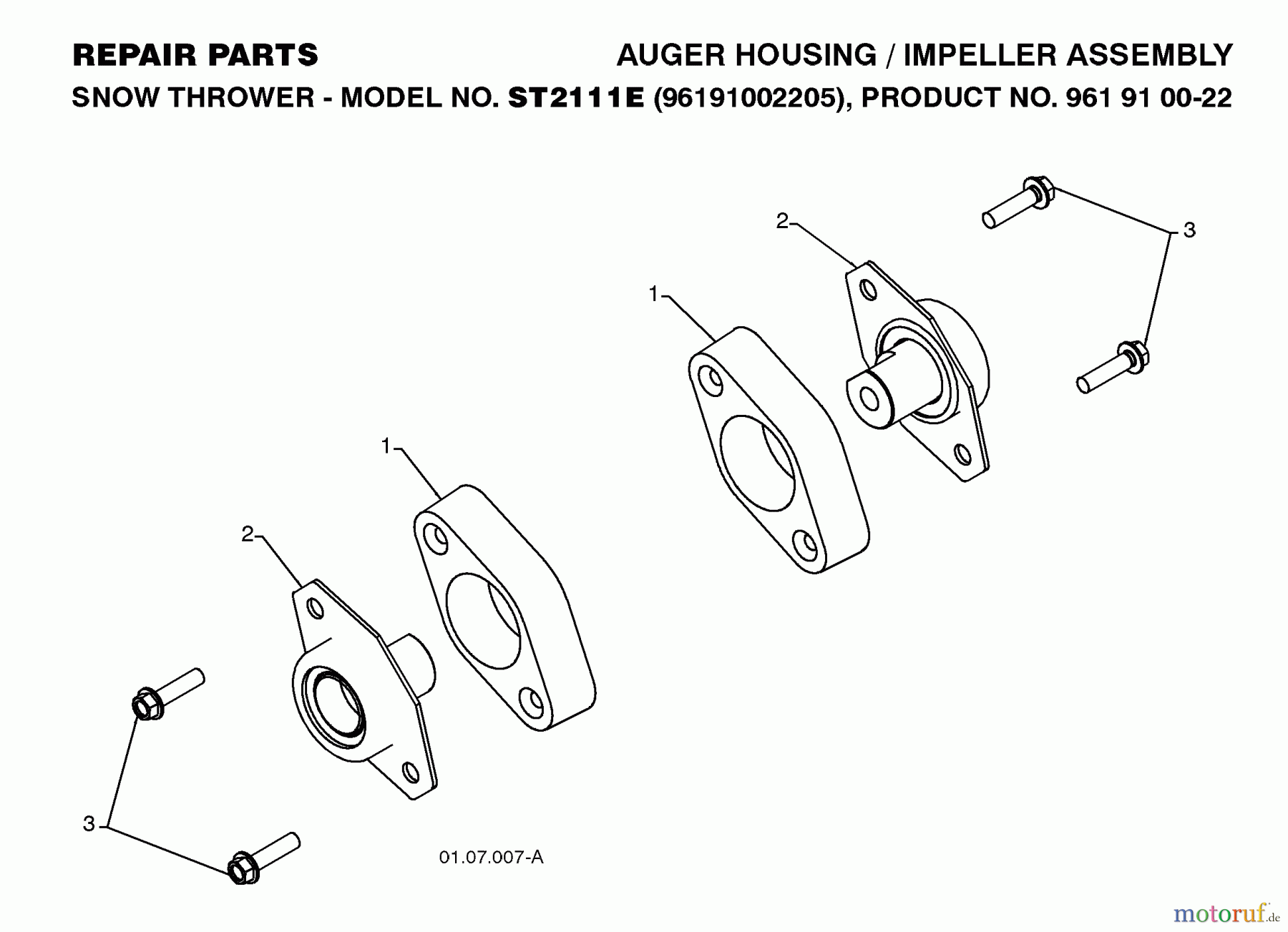 Jonsered Schneefräsen ST 2111 E (96191002205) - Jonsered Snow Thrower (2008-08) AUGER HOUSING IMPELLER #1
