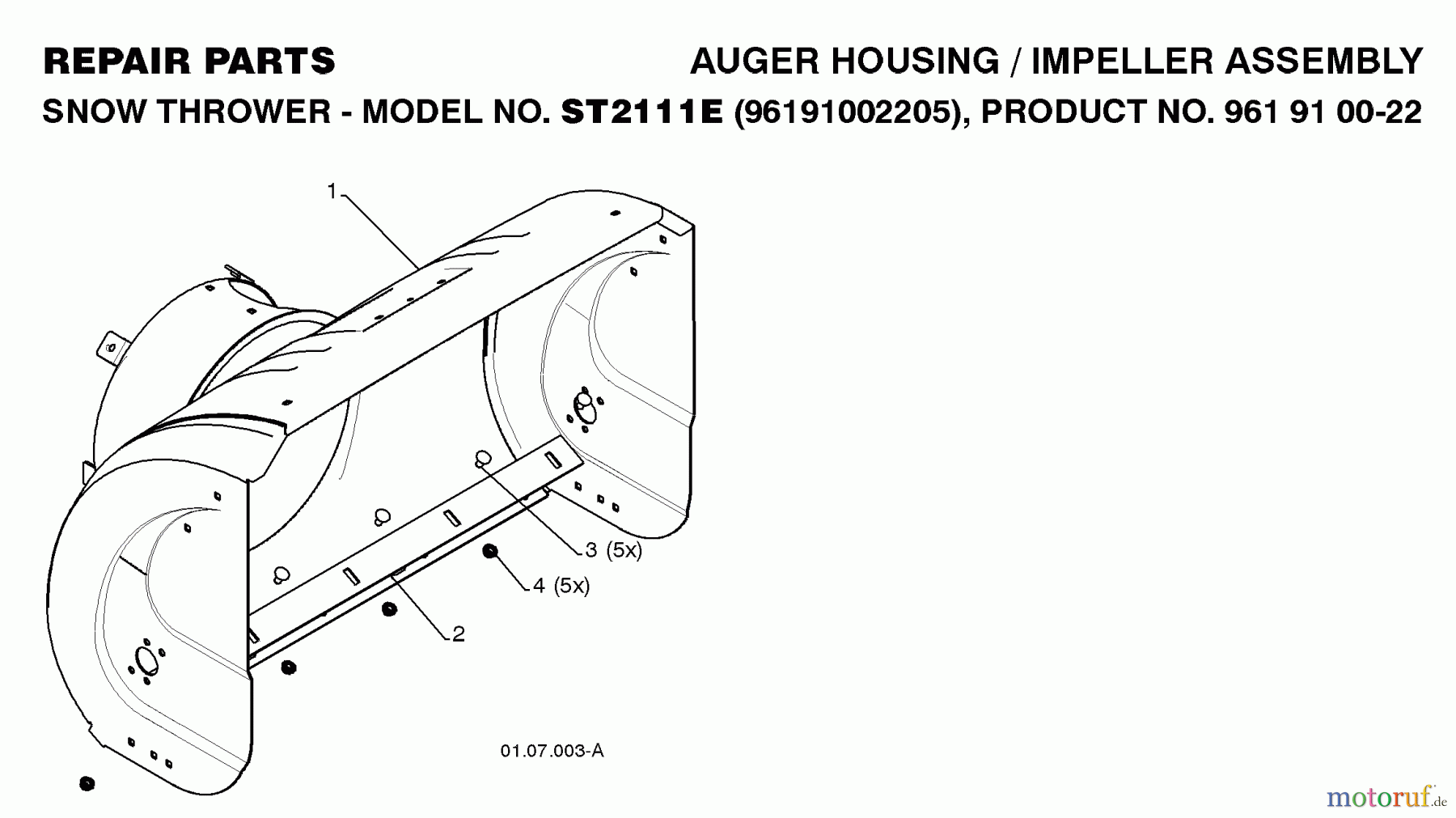 Jonsered Schneefräsen ST 2111 E (96191002205) - Jonsered Snow Thrower (2008-08) AUGER HOUSING IMPELLER #2