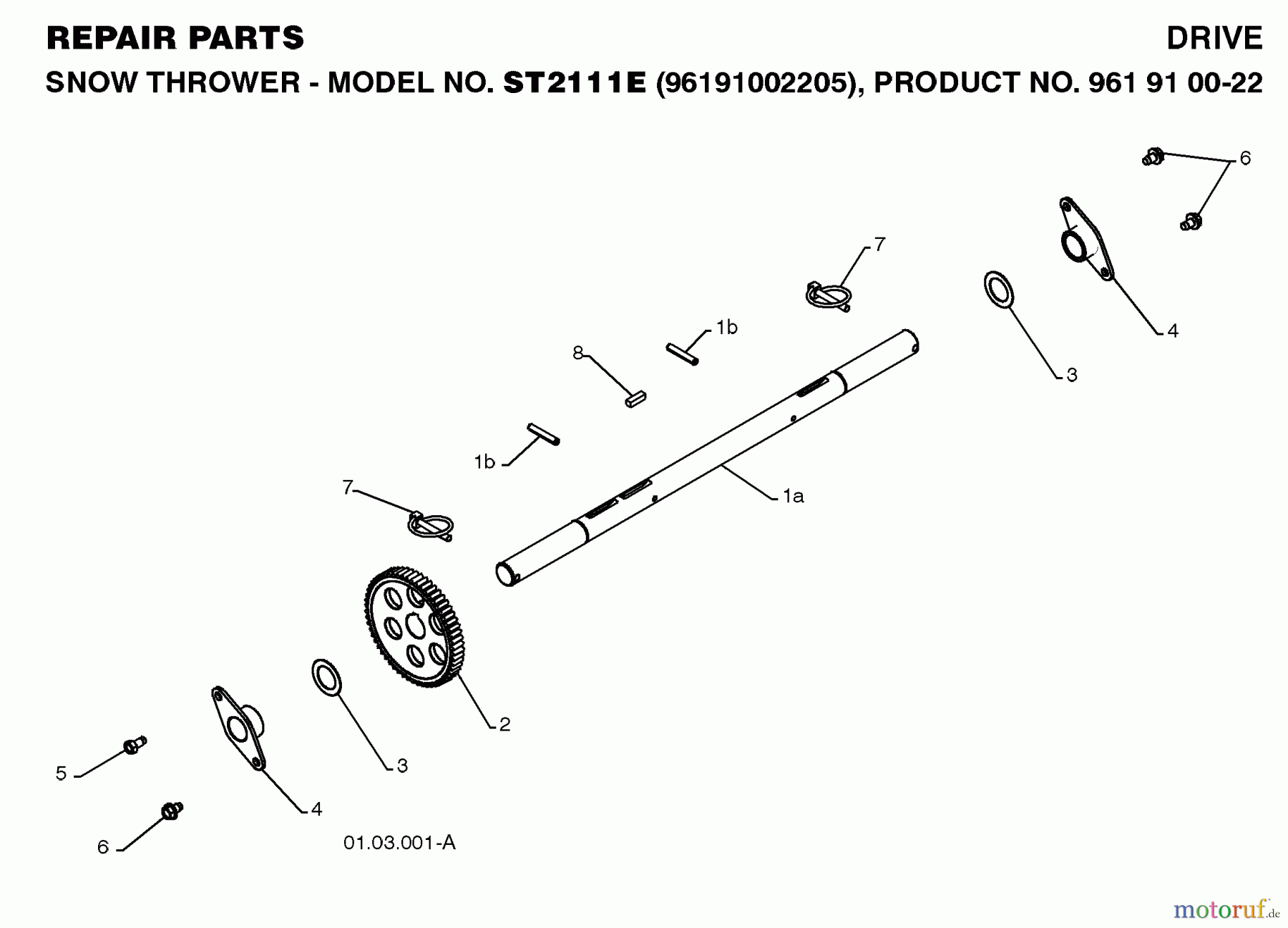 Jonsered Schneefräsen ST 2111 E (96191002205) - Jonsered Snow Thrower (2008-08) DRIVE #2