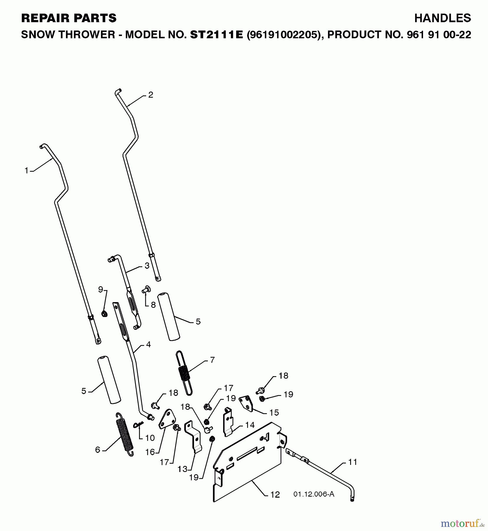  Jonsered Schneefräsen ST 2111 E (96191002205) - Jonsered Snow Thrower (2008-08) HANDLE #4
