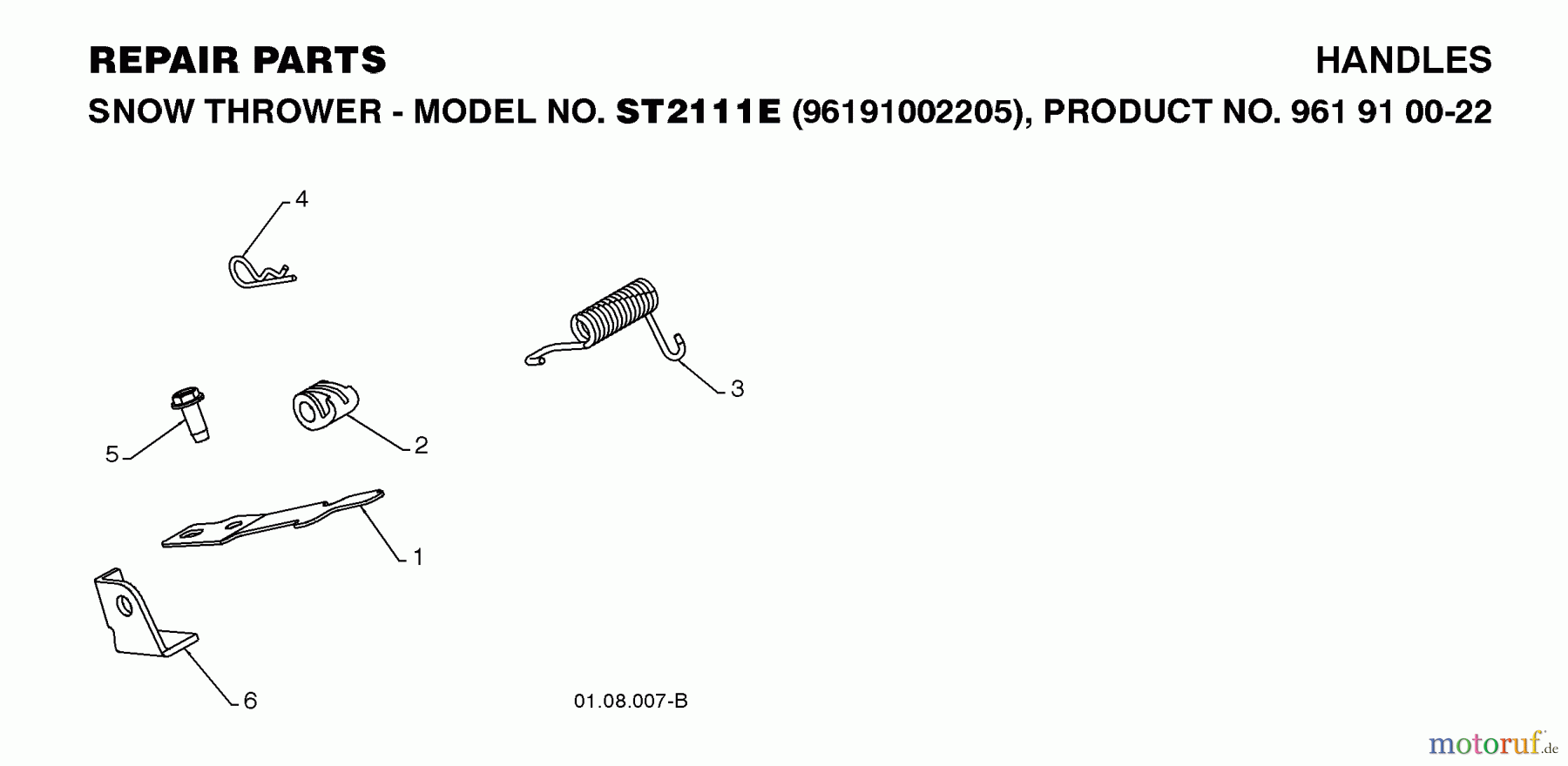 Jonsered Schneefräsen ST 2111 E (96191002205) - Jonsered Snow Thrower (2008-08) HANDLE CONTROLS #2