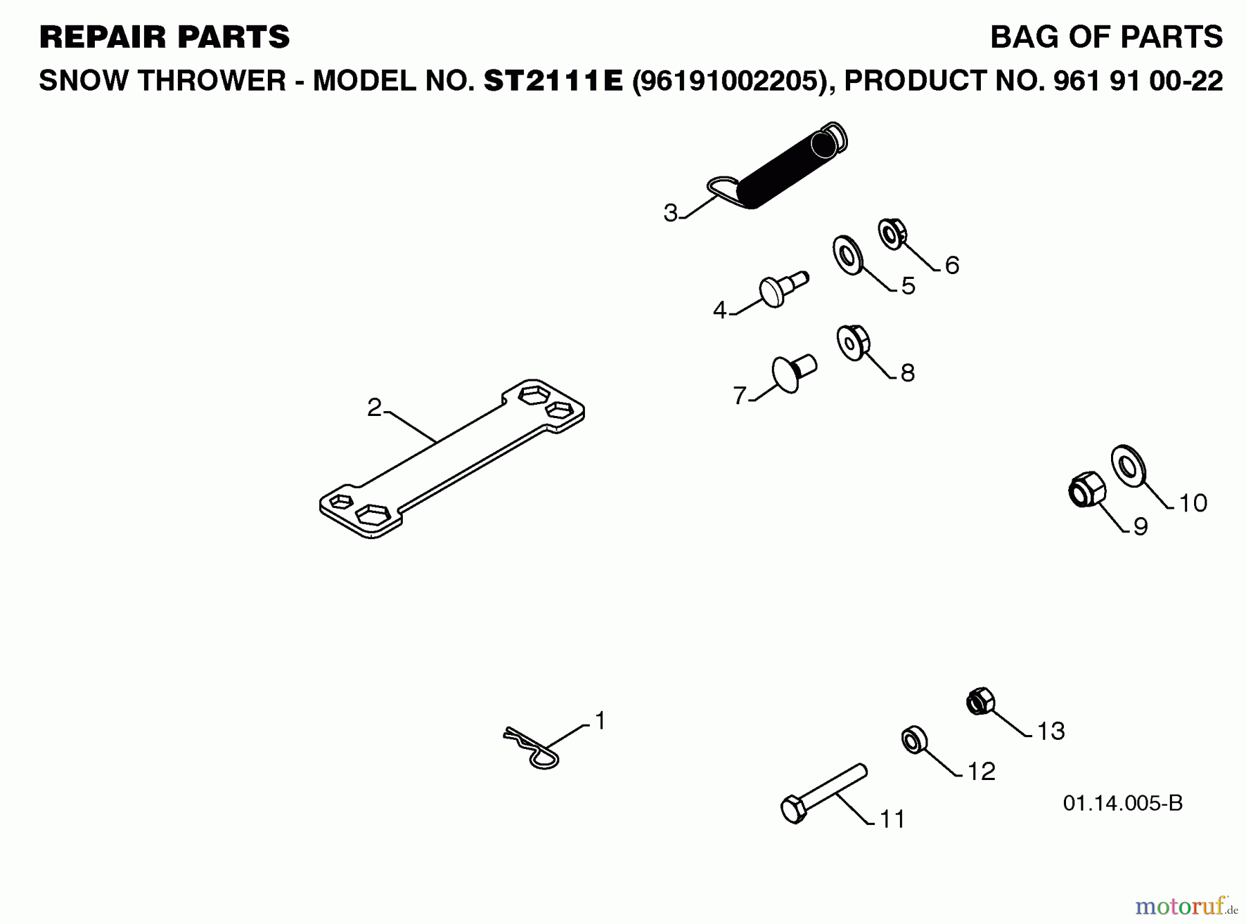Jonsered Schneefräsen ST 2111 E (96191002205) - Jonsered Snow Thrower (2008-08) REPAIR PARTS #2
