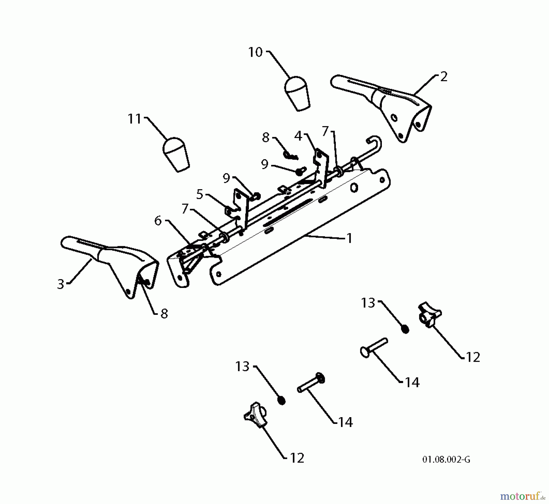  Jonsered Schneefräsen ST 2111 E (96191004106) - Jonsered Snow Thrower (2012-08) HANDLE CONTROLS A